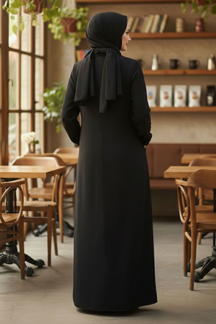 Cepli Büzgülü Elbise - 2076-SIYAH - 4