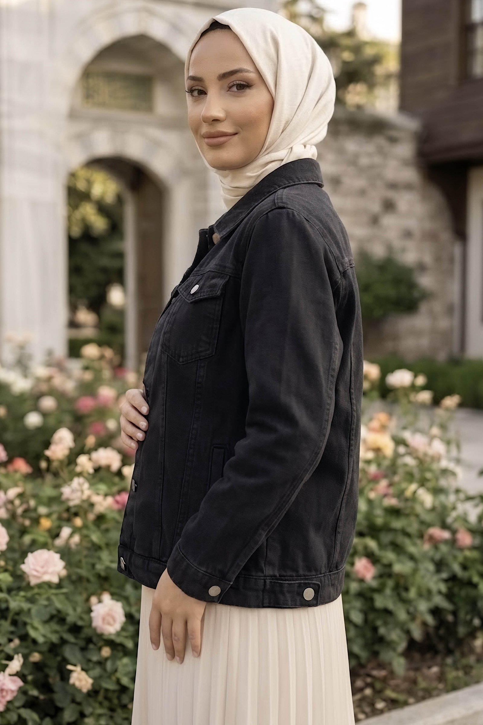 Cepli Düz Kısa Kot Ceket Siyah - 29033-SIYAH - 2
