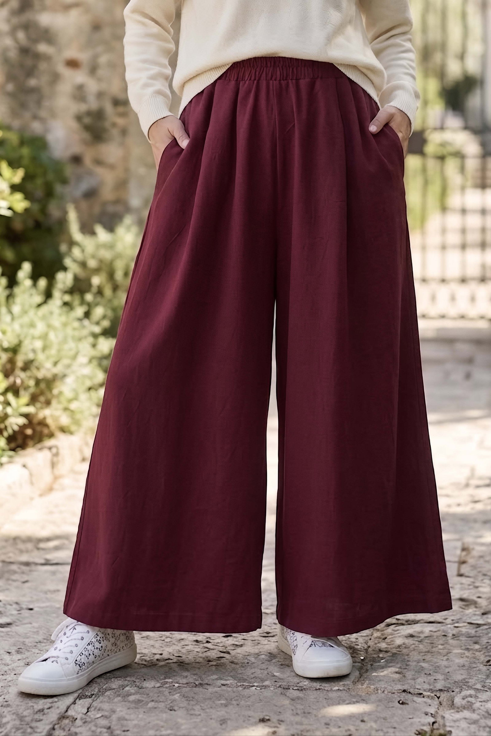 Cepli Etekli Pantolon Bordo - 29016-BORDO - 1