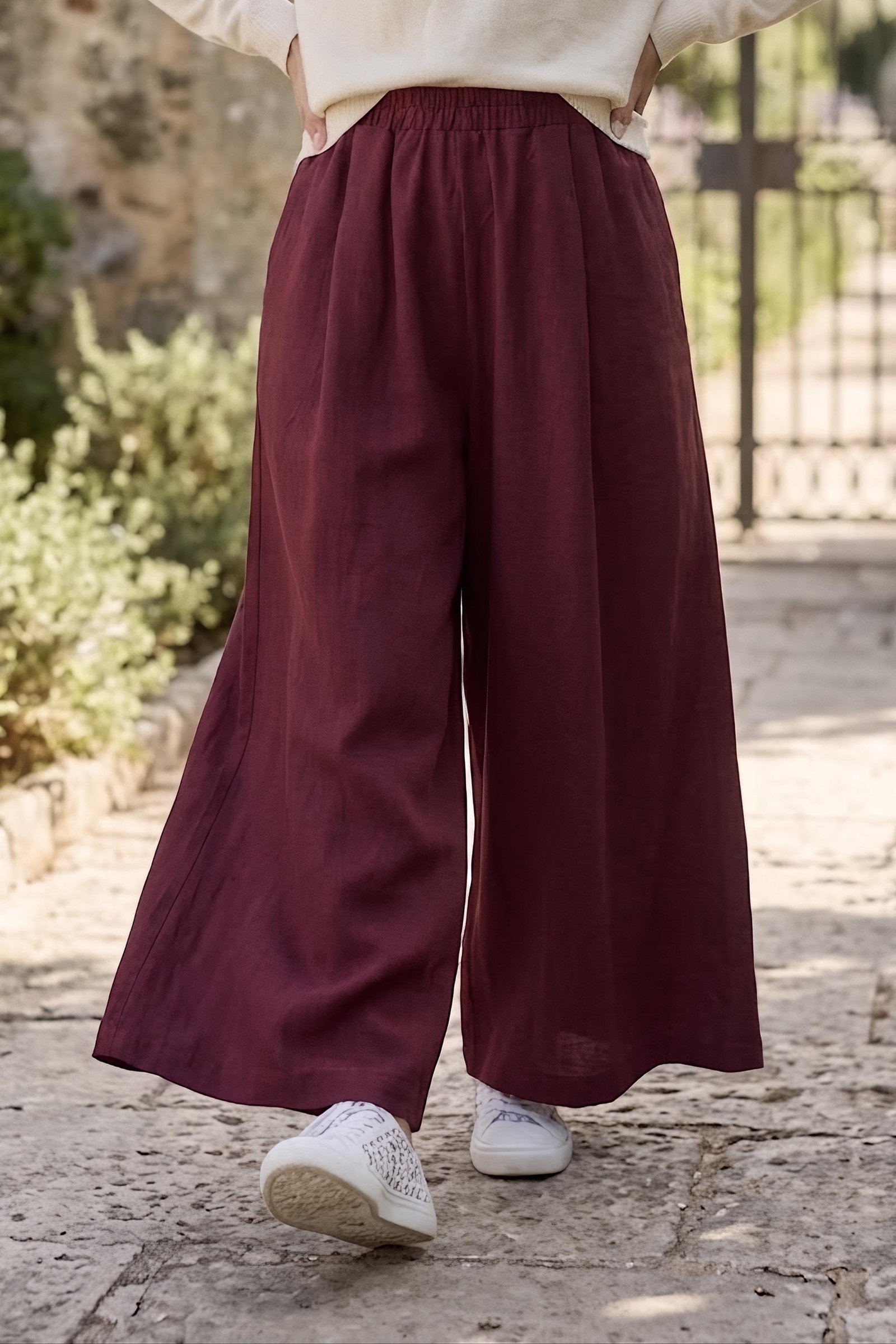 Cepli Etekli Pantolon Bordo - 29016-BORDO - 2