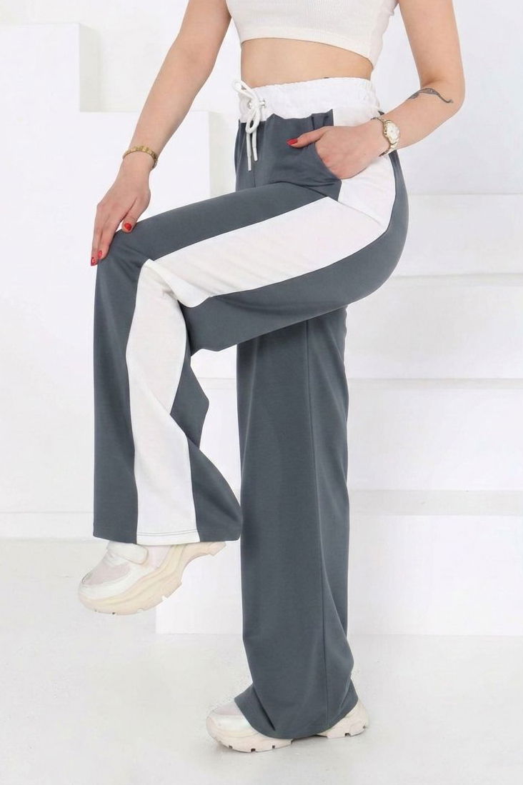 Cepli İki İplik Garnili Pantolon - 2061-FUME - 2