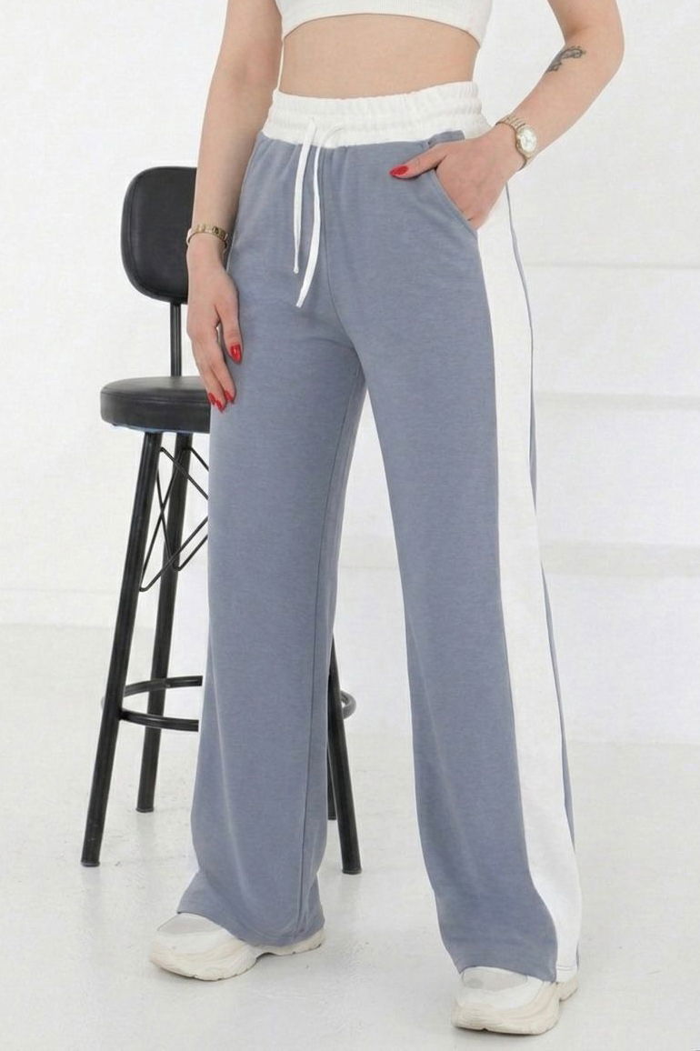 Cepli İki İplik Garnili Pantolon - 2061-GRI - 2