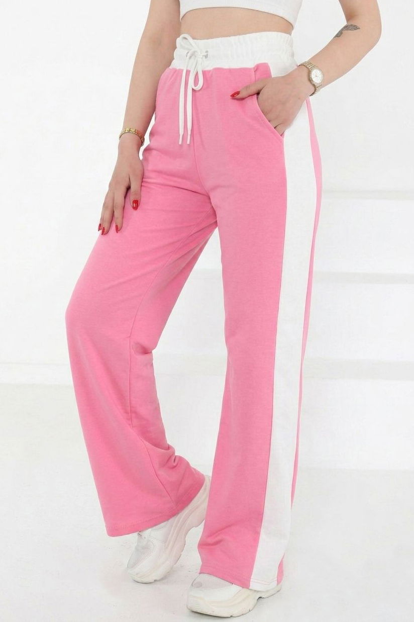 Cepli İki İplik Garnili Pantolon - 2061-PEMBE - 2