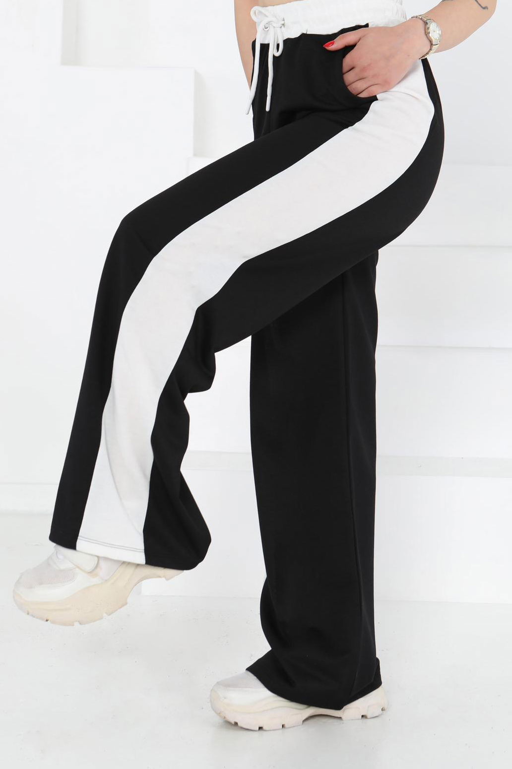 Cepli İki İplik Garnili Pantolon - 2061-SIYAH - 3