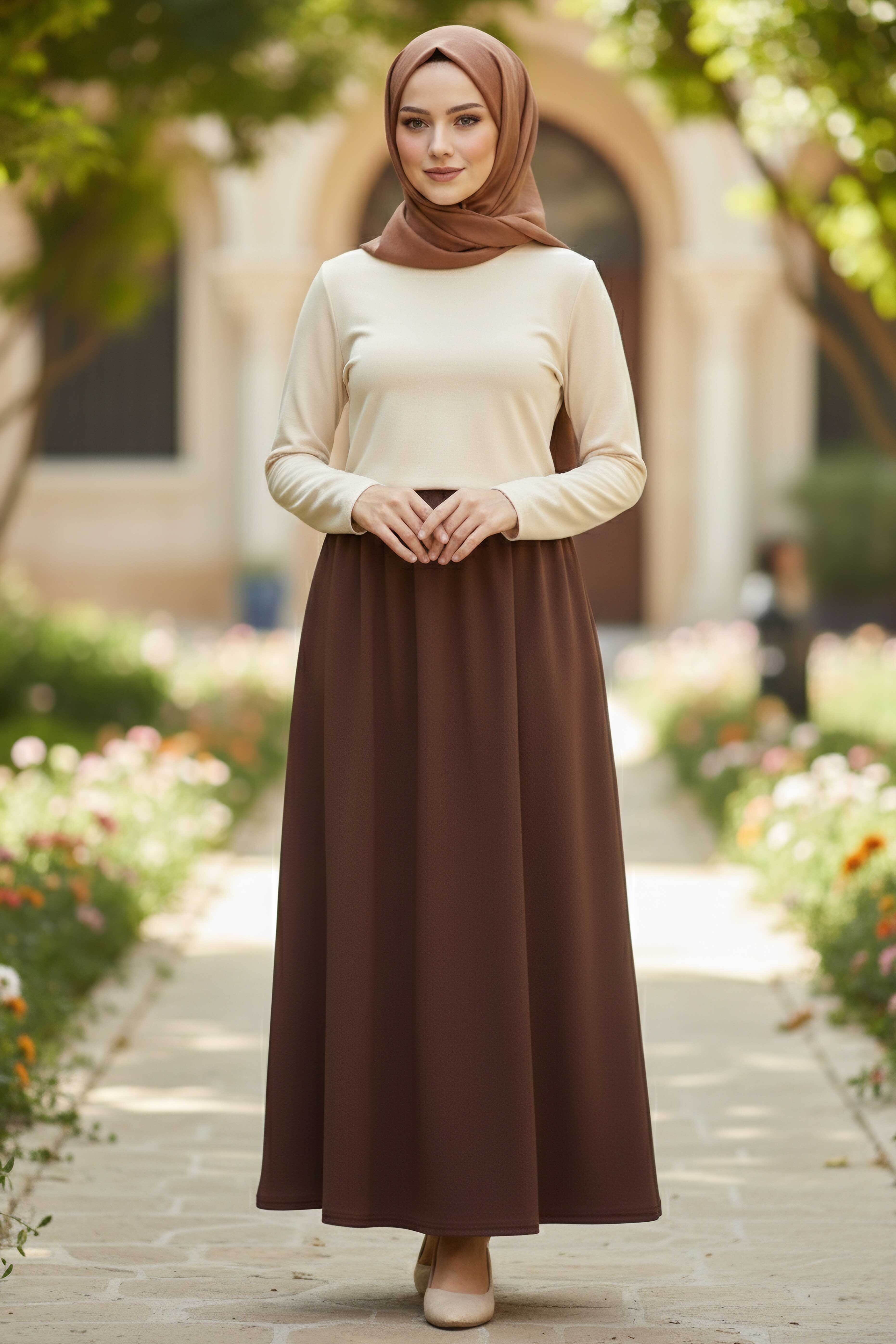 Cepli Kiloş Krep Etek - 28240-KAHVE - 2