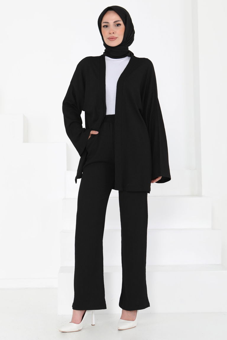 Cepli Kimono Takım Siyah - 27131 - TOFİSA
