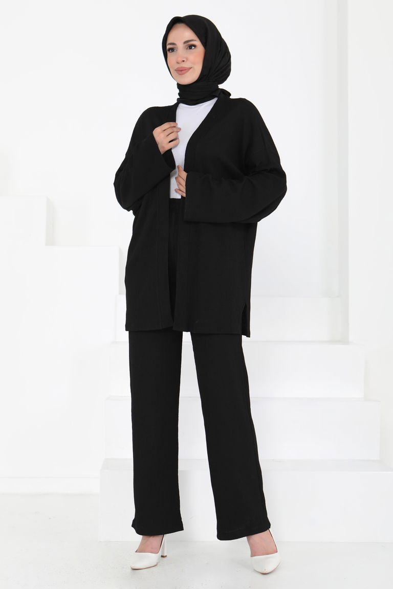 Cepli Kimono Takım Siyah - 27131 - TOFİSA