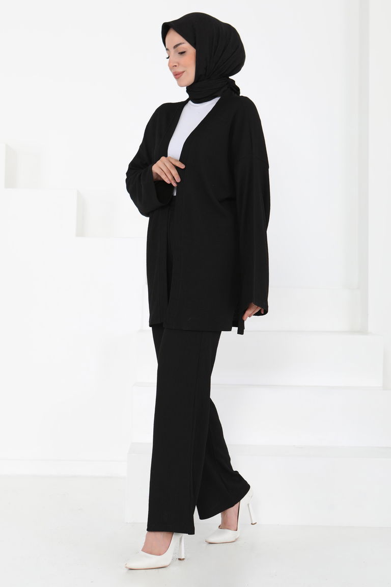 Cepli Kimono Takım Siyah - 27131 - TOFİSA
