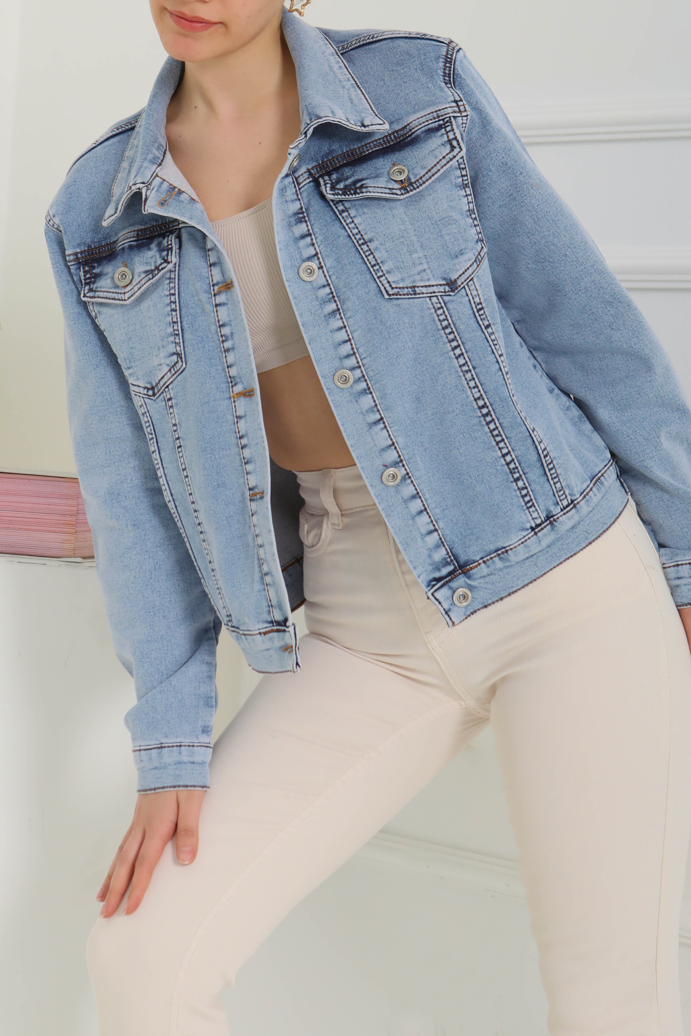 Cepli Kısa Kot Ceket - 26577 - 1