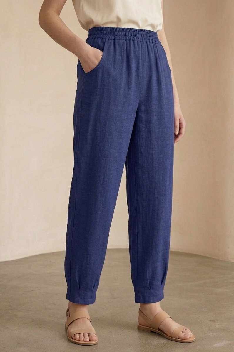 Cepli Müslin Salaş Pantolon Lacivert - 1325-LACIVERT - 1
