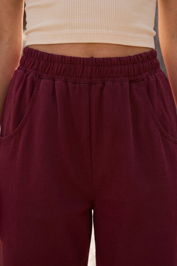 Cepli Oysh Modal Eşofman Altı Bordo - 1351-BORDO - 3
