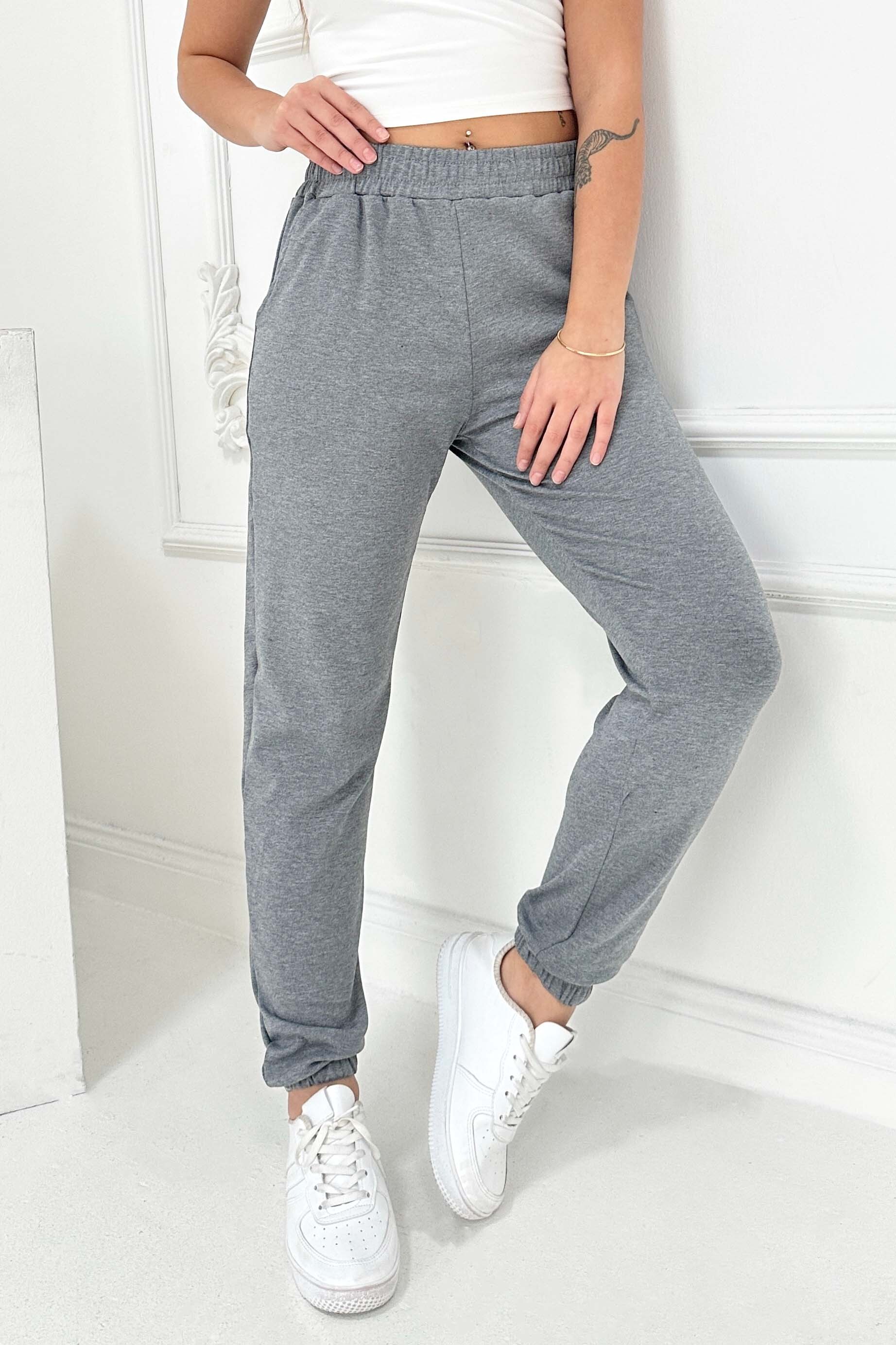 Cepli Paça Lastikli İki İplik Eşofman Altı - 27675-FUME - 2