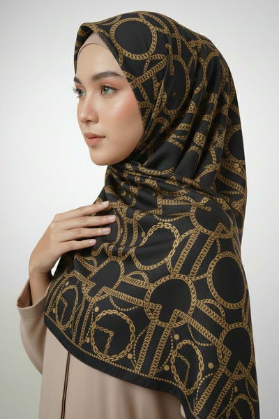 Chain Dream Serisi Pamuk Şal - 28112-SIYAH 