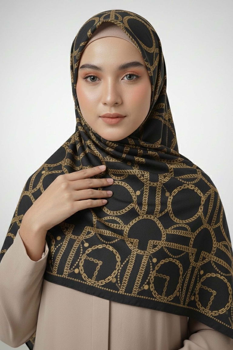 Chain Dream Serisi Pamuk Şal - 28112-SIYAH - TOFİSA