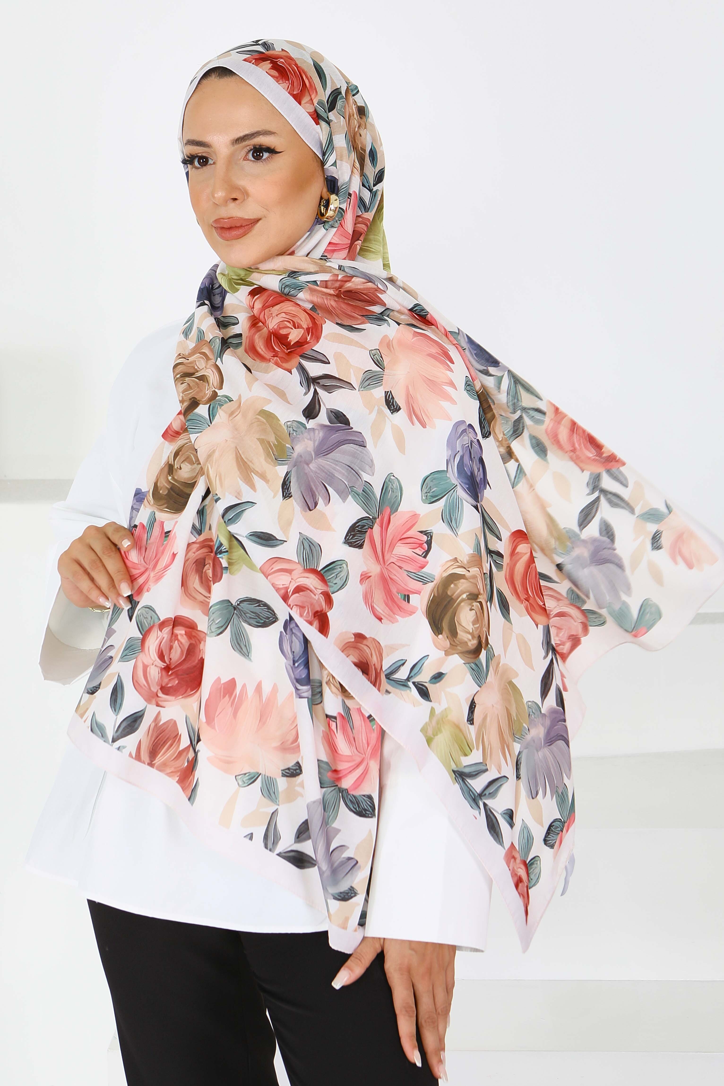 Çiçek Desenli Şal - 27594 - 2