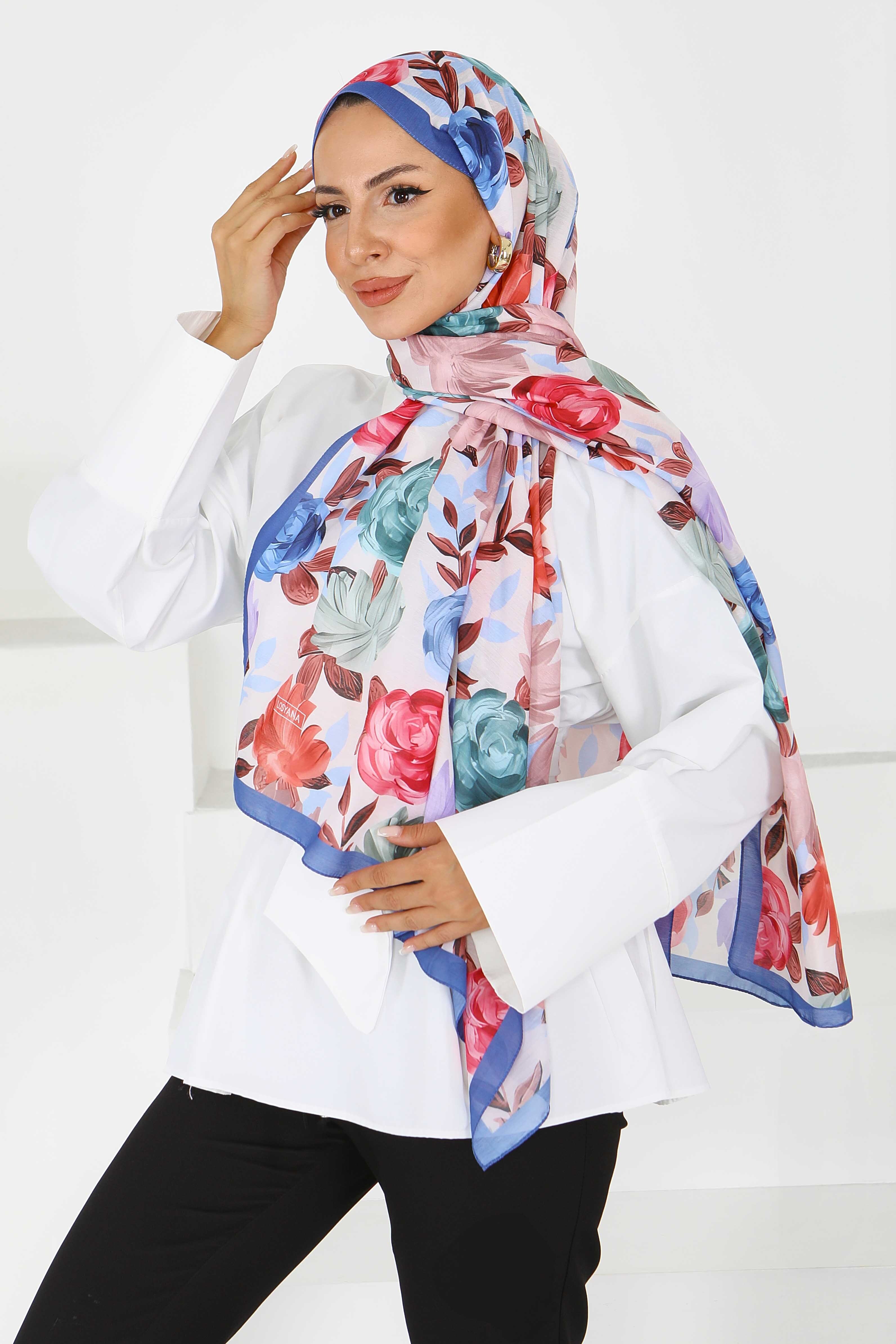 Çiçek Desenli Şal - 27594 - 2
