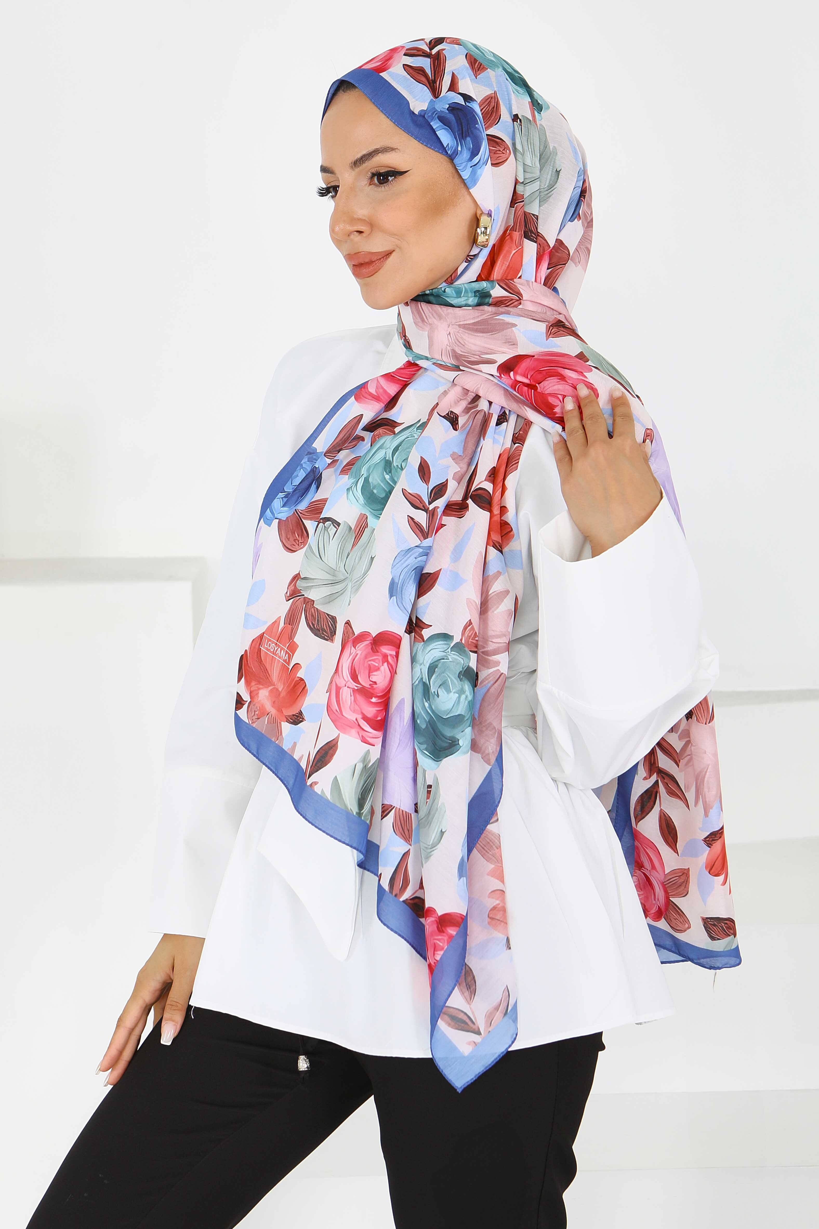 Çiçek Desenli Şal - 27594 - 3