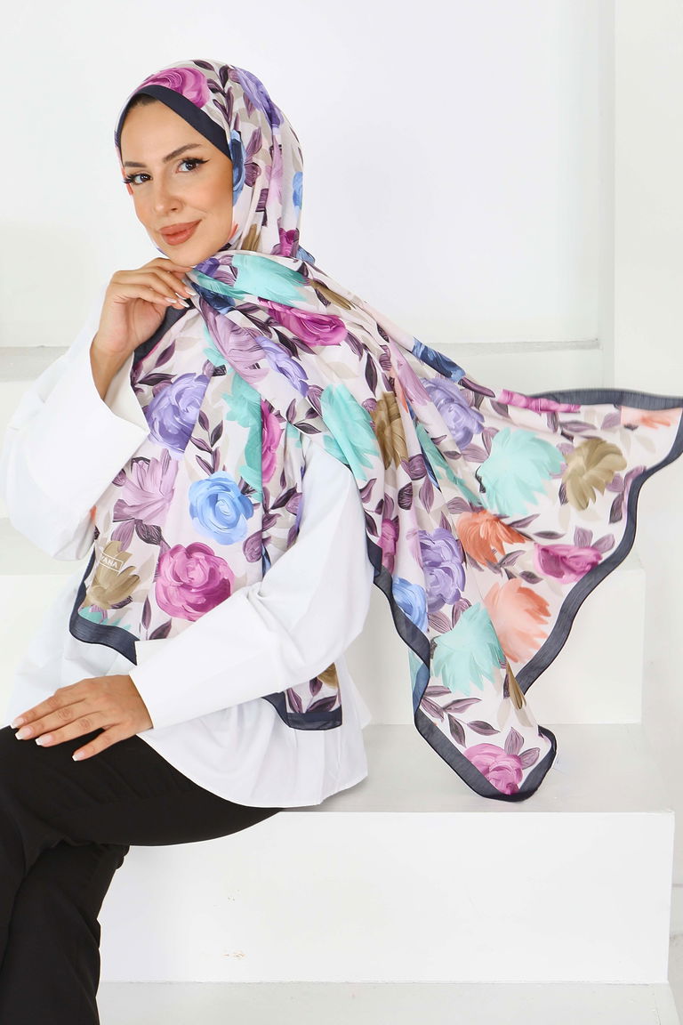 Çiçek Desenli Şal - 27594 - TOFİSA