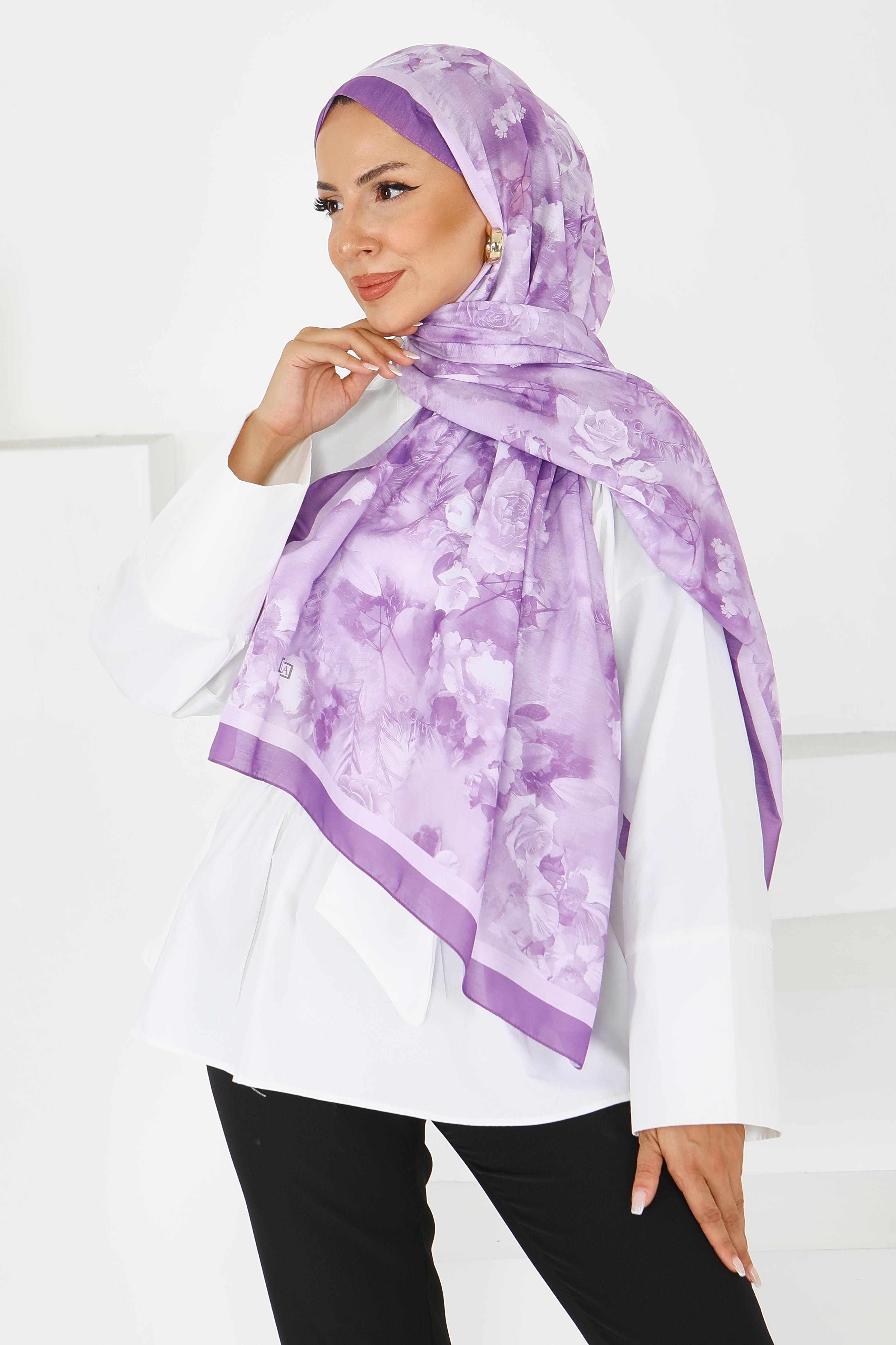 Çiçek Desenli Şal - 27595 - 3