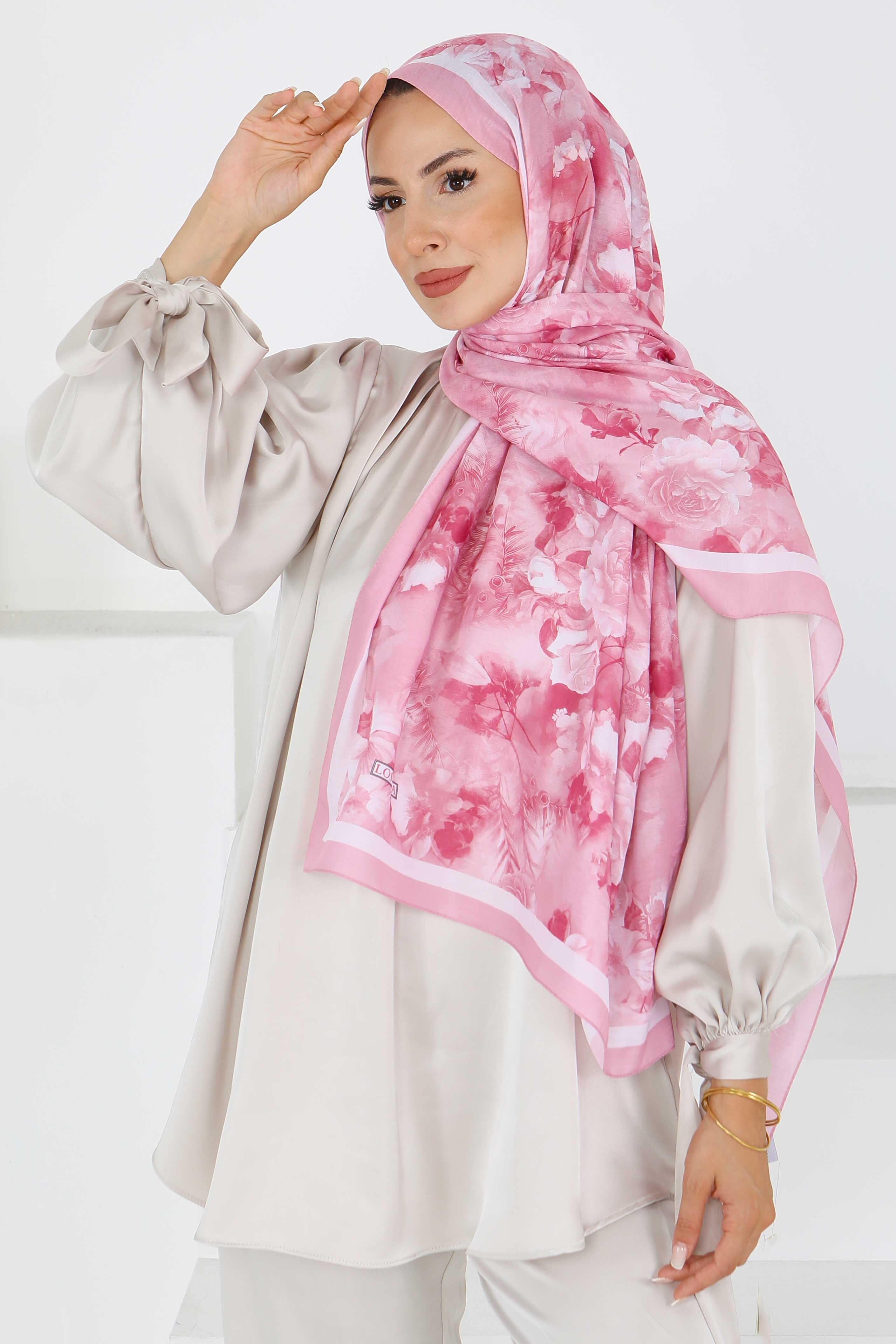 Çiçek Desenli Şal - 27595 - 1