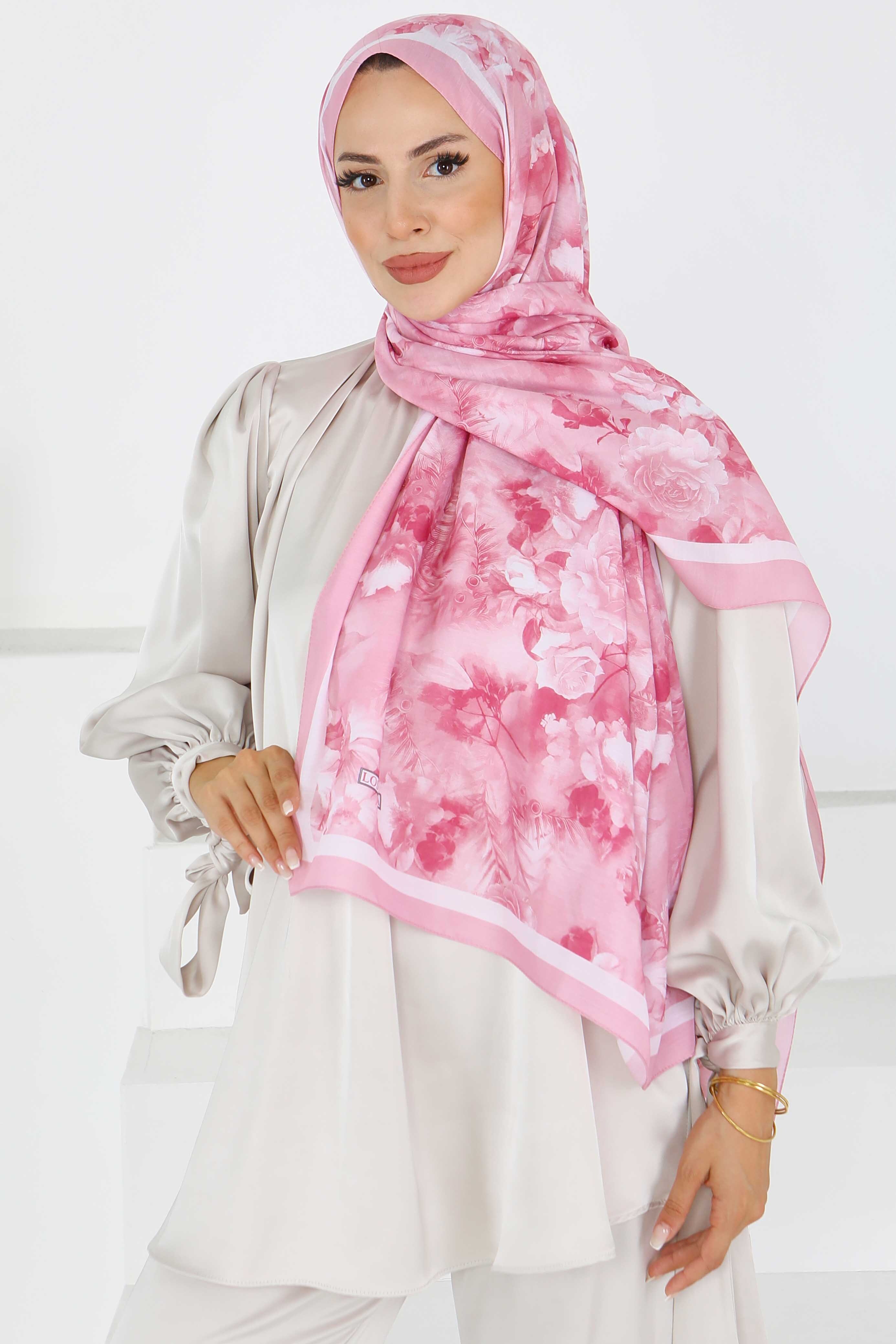 Çiçek Desenli Şal - 27595 - 3
