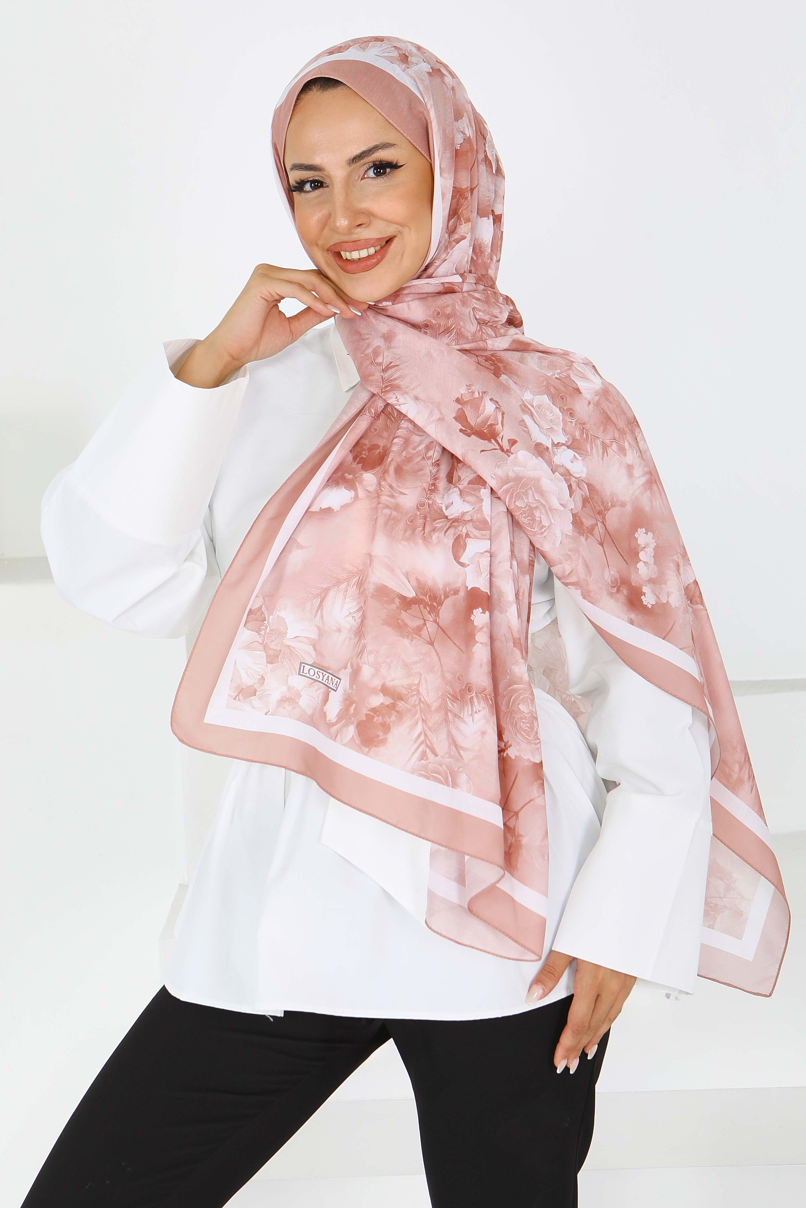 Çiçek Desenli Şal - 27595 - 2