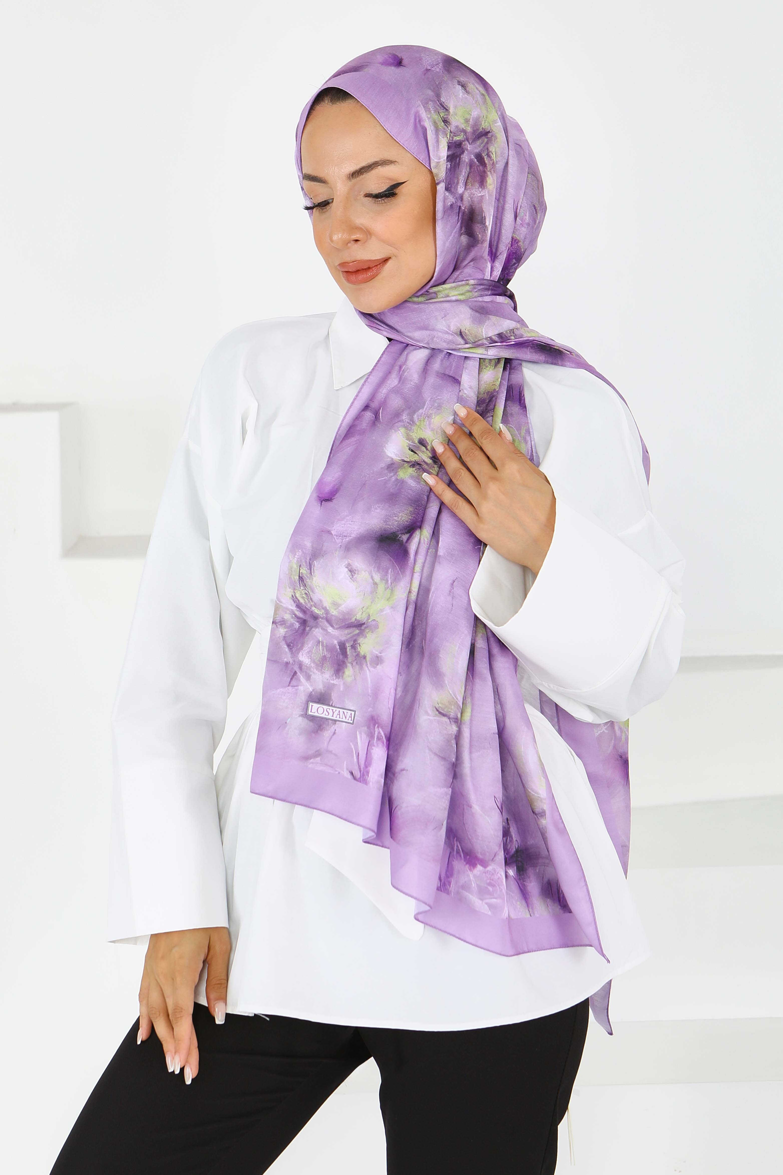 Çiçek Desenli Şal - 27596 - 2