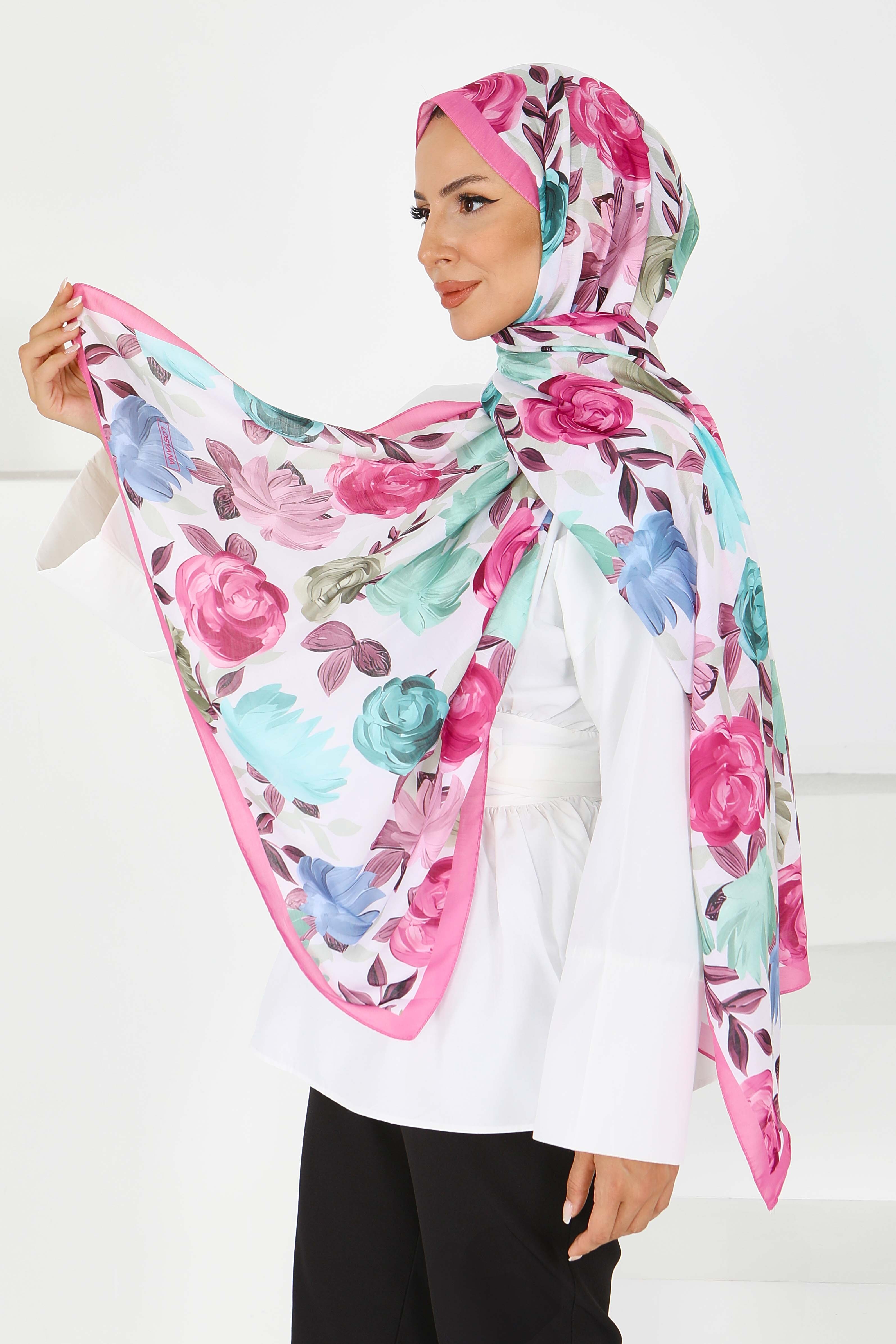 Çiçek Desenli Şal - 27594 - 2