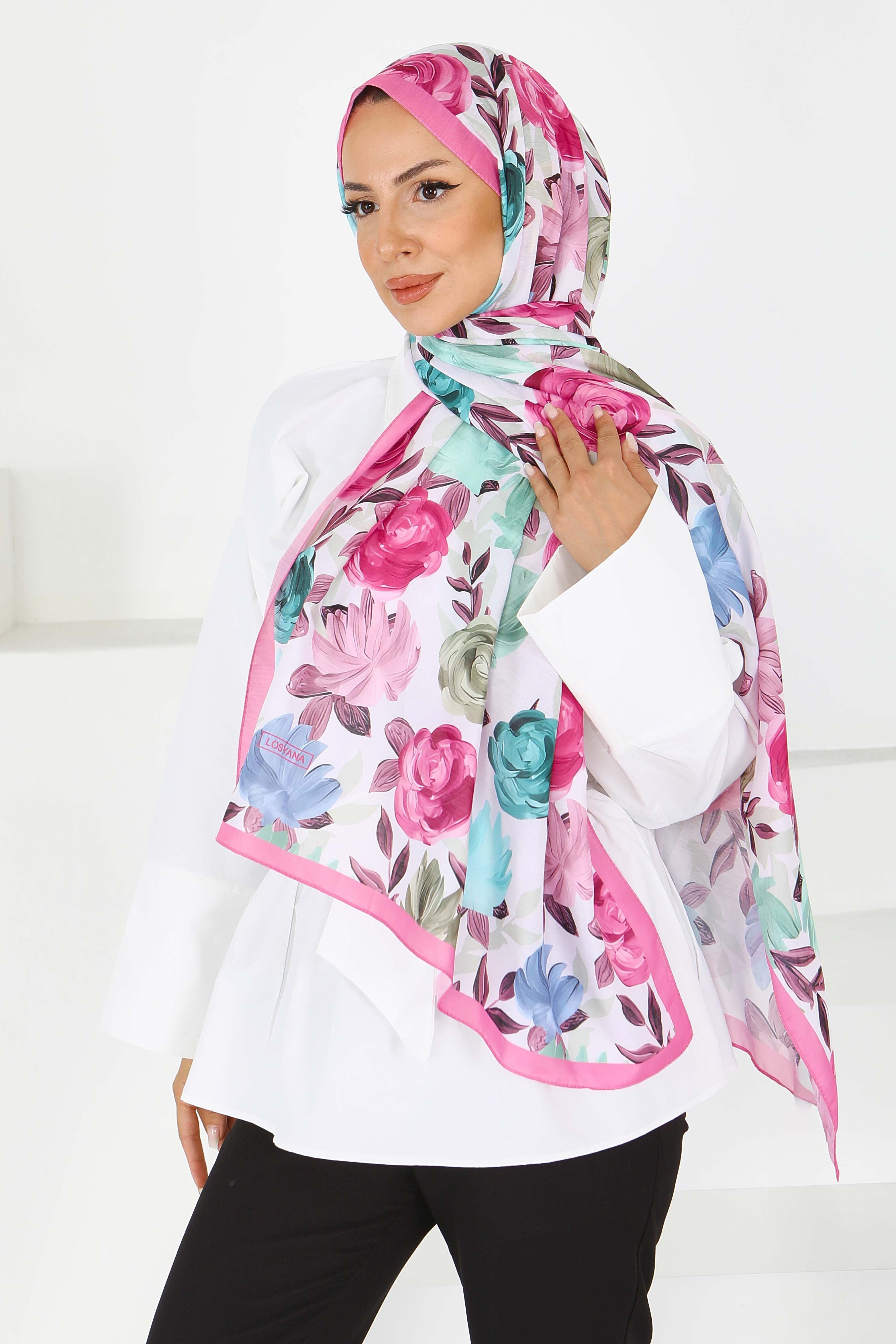 Çiçek Desenli Şal - 27594 - 3