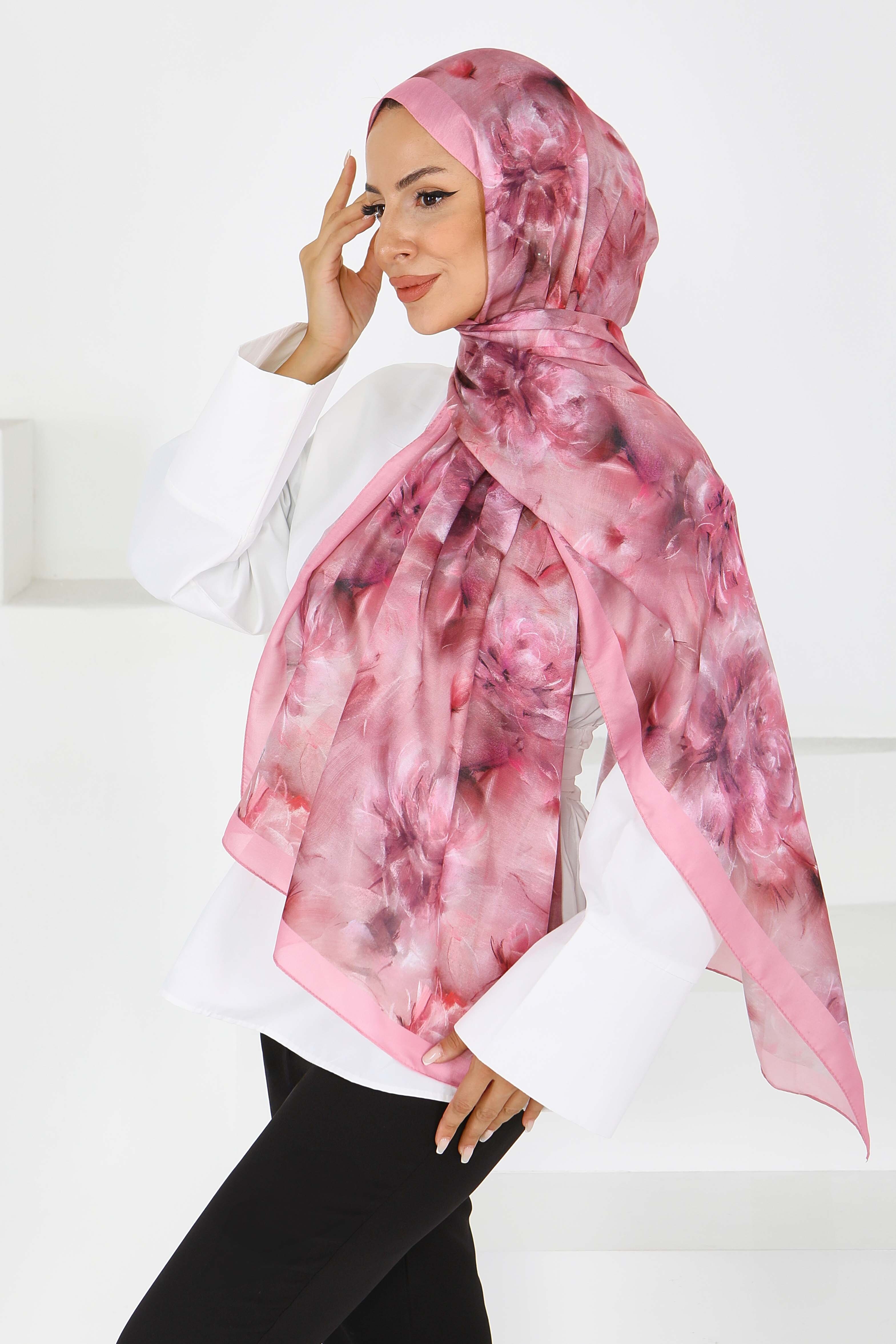 Çiçek Desenli Şal - 27596 - 1