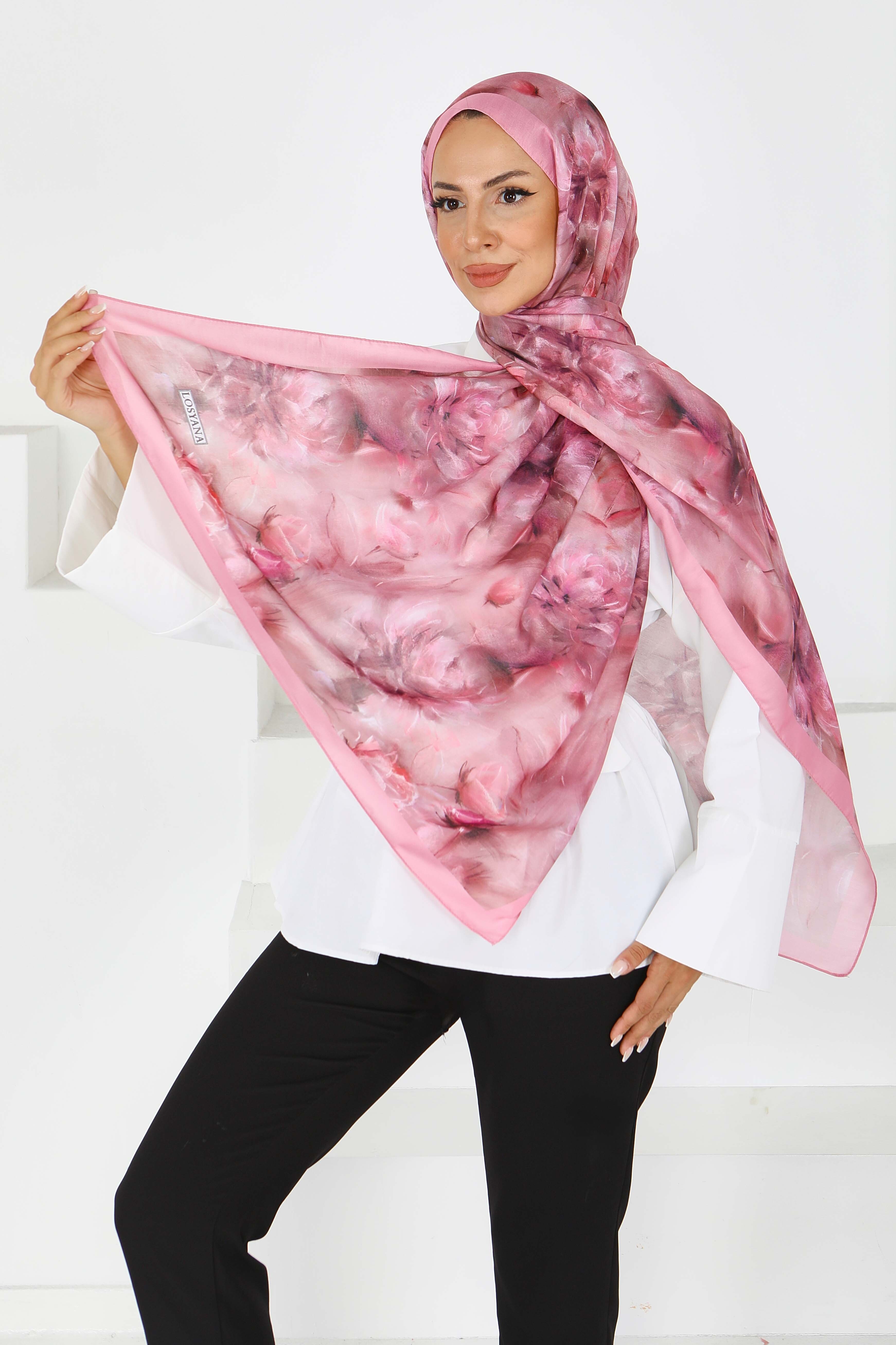 Çiçek Desenli Şal - 27596 - 2