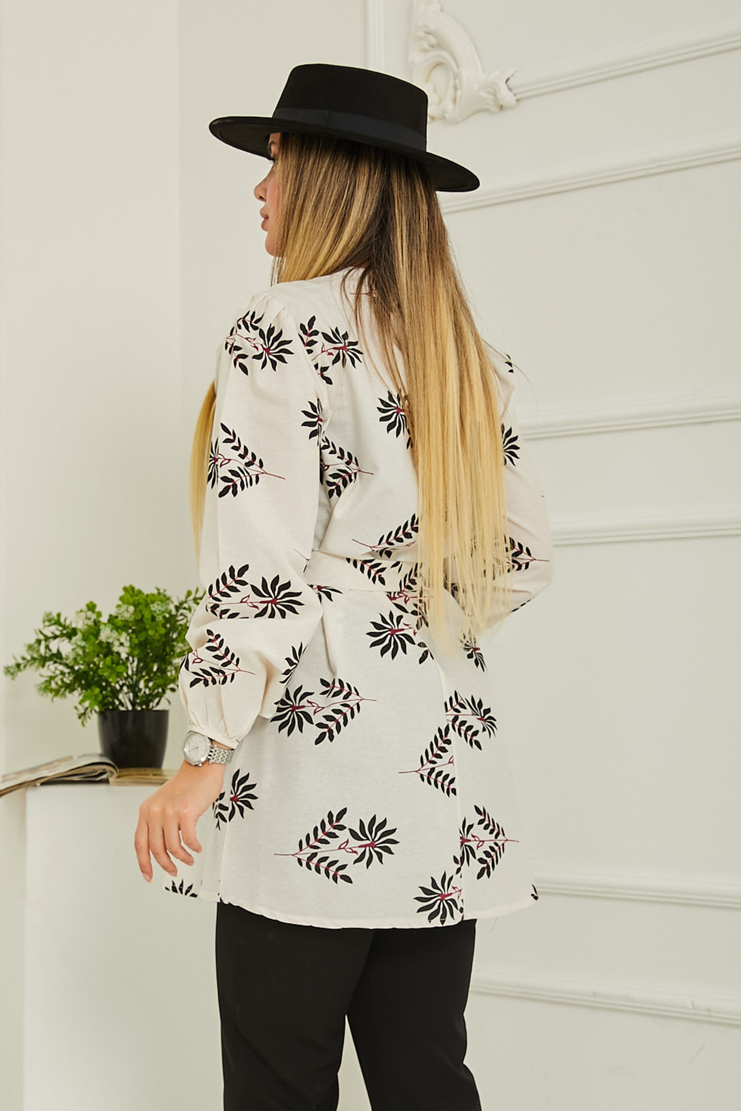 Çicek Desenli Tunik Siyah - 26729 - 5
