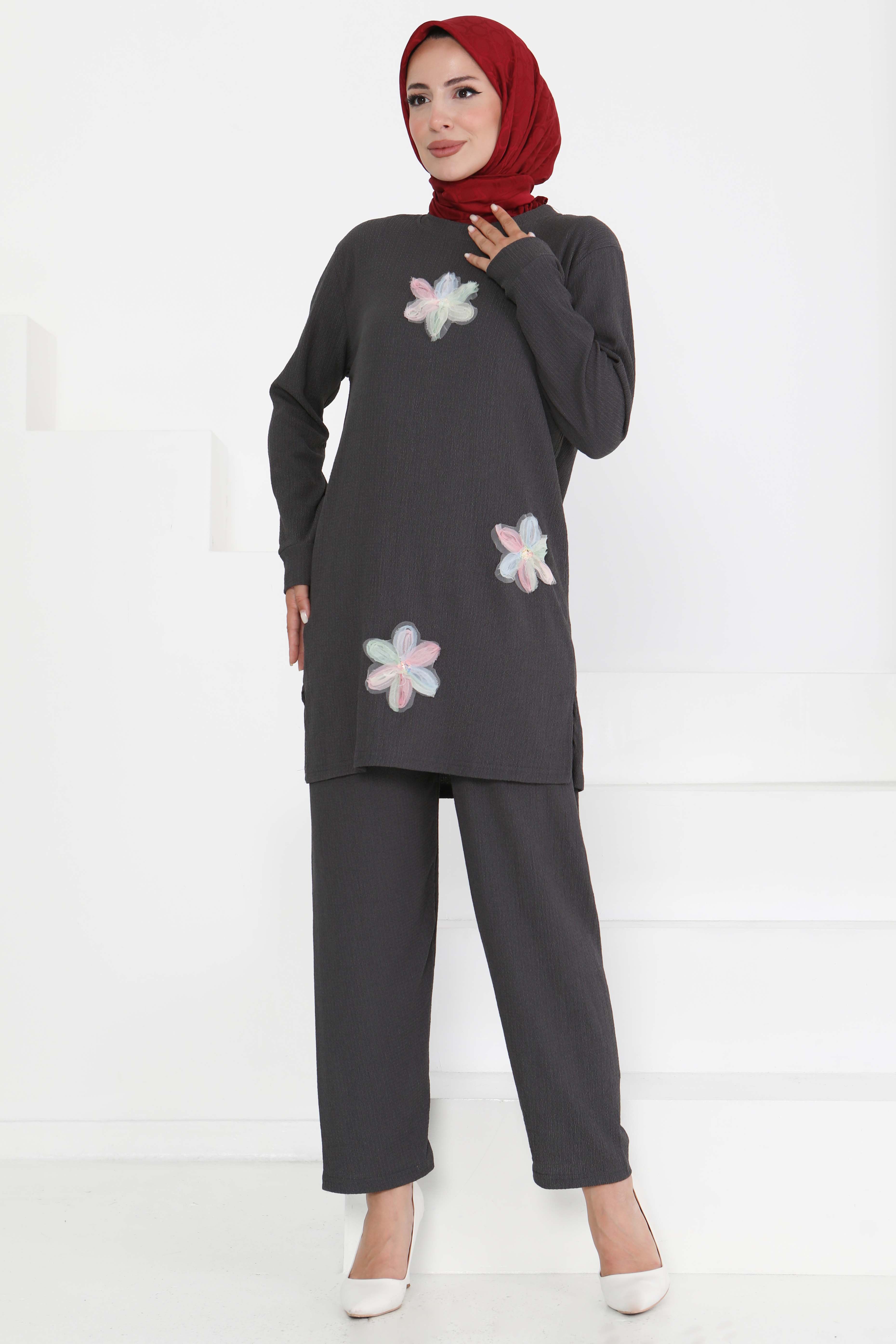 Çiçek Detaylı İkili Takım - 27371 - 2