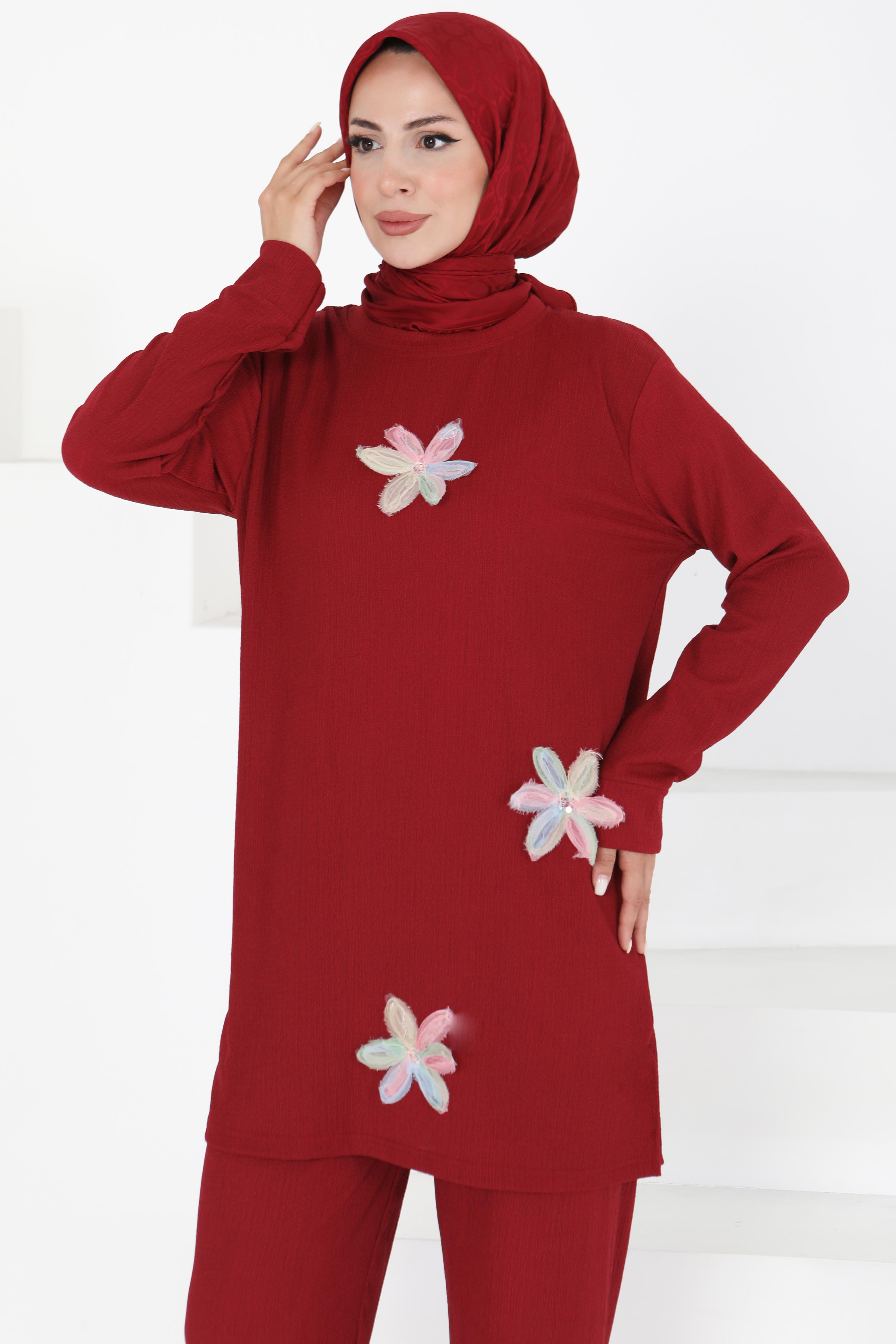 Çiçek Detaylı İkili Takım - 27371 - 2