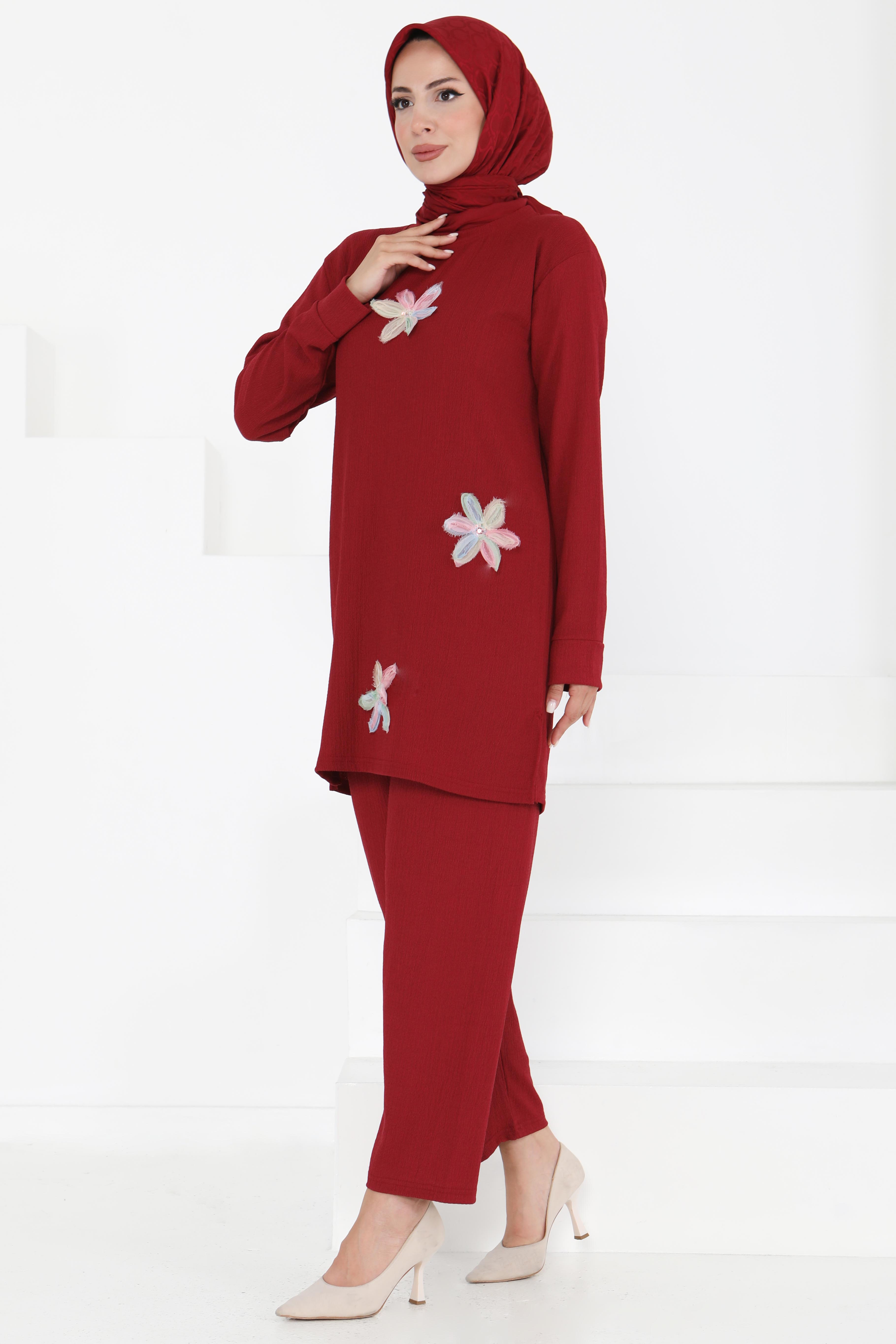 Çiçek Detaylı İkili Takım - 27371 - 3