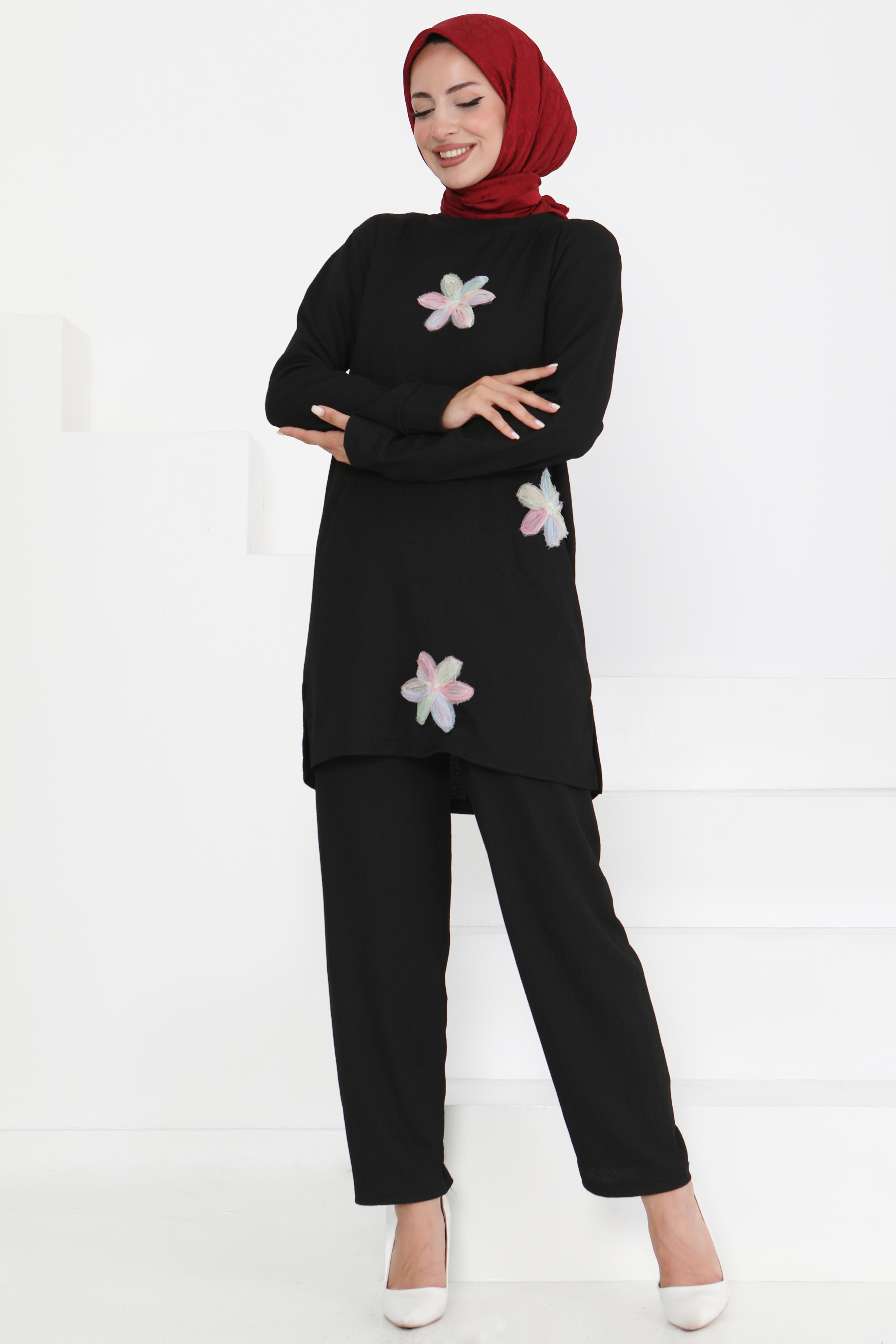 Çiçek Detaylı İkili Takım - 27371 - 1