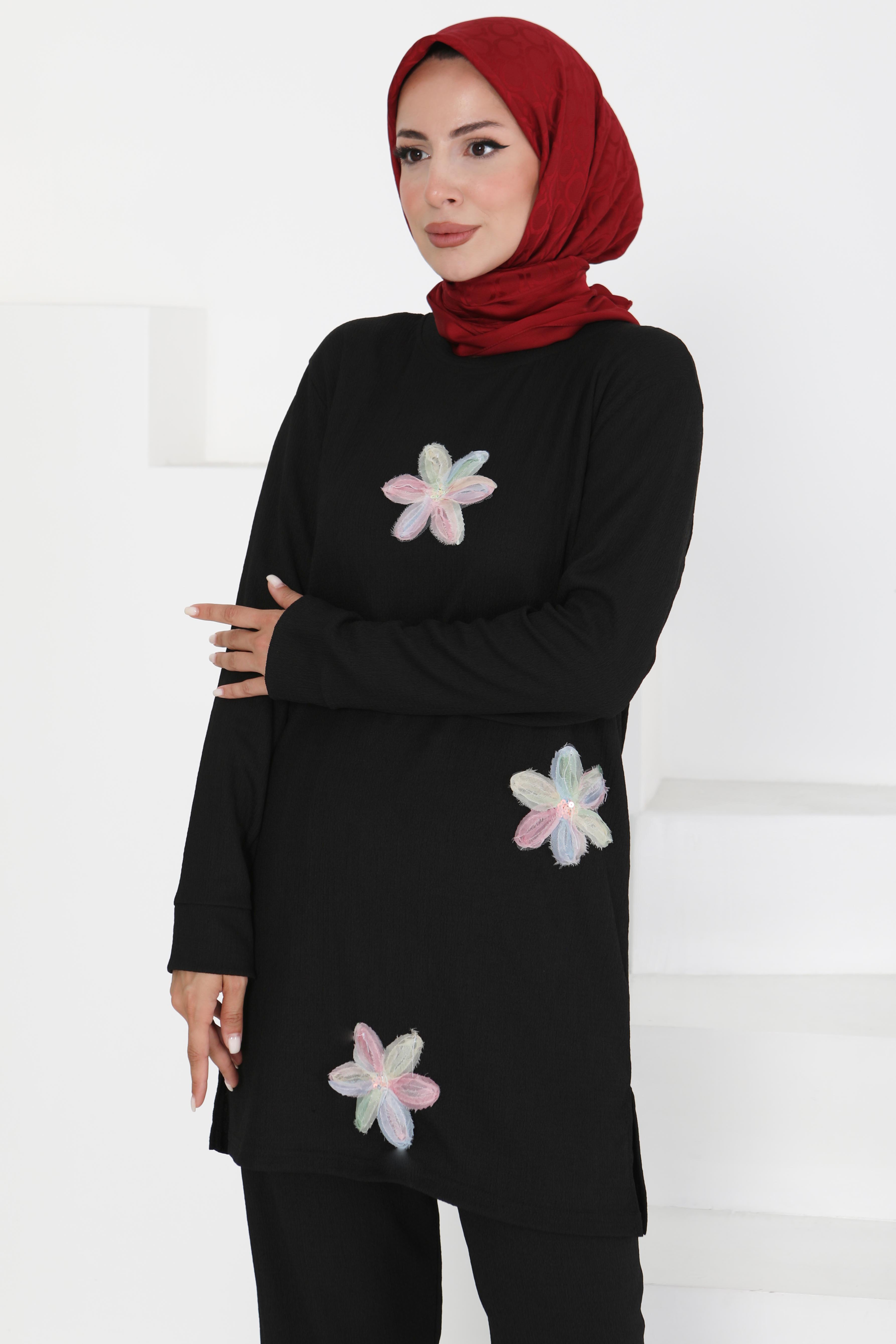 Çiçek Detaylı İkili Takım - 27371 - 2