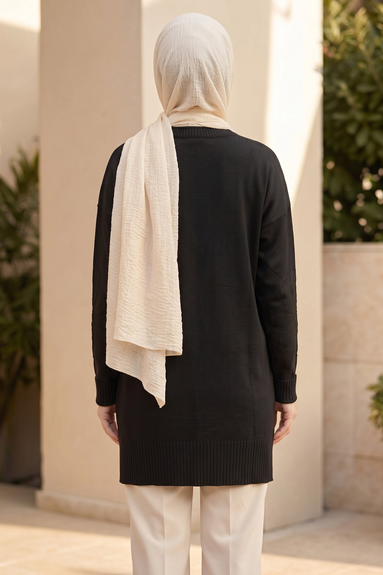 Çiçek Detaylı Triko Tunik Siyah - 29279-SIYAH - 3