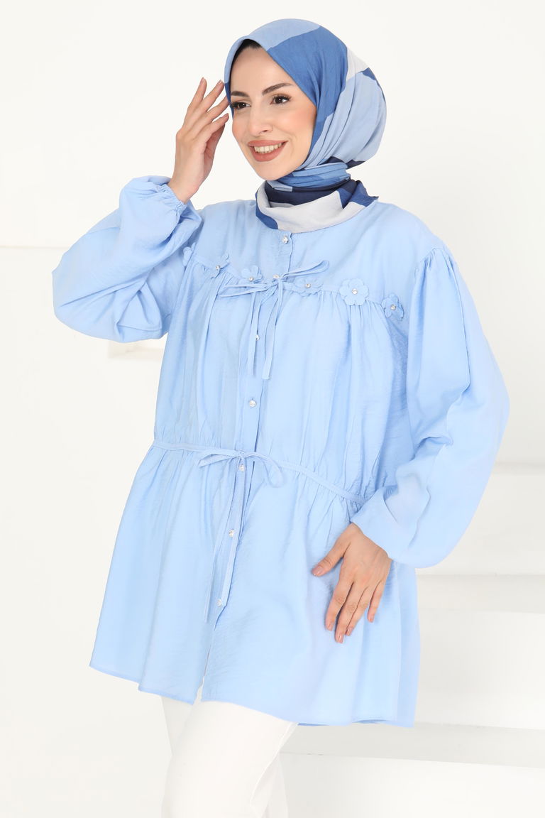 Çiçek İnci Detaylı Tunik - 27273 - TOFİSA