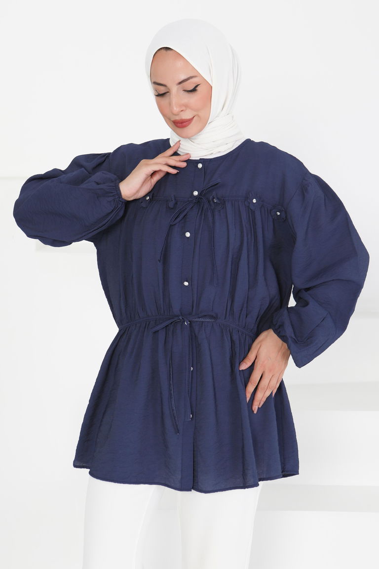 Çiçek İnci Detaylı Tunik - 27273 - TOFİSA