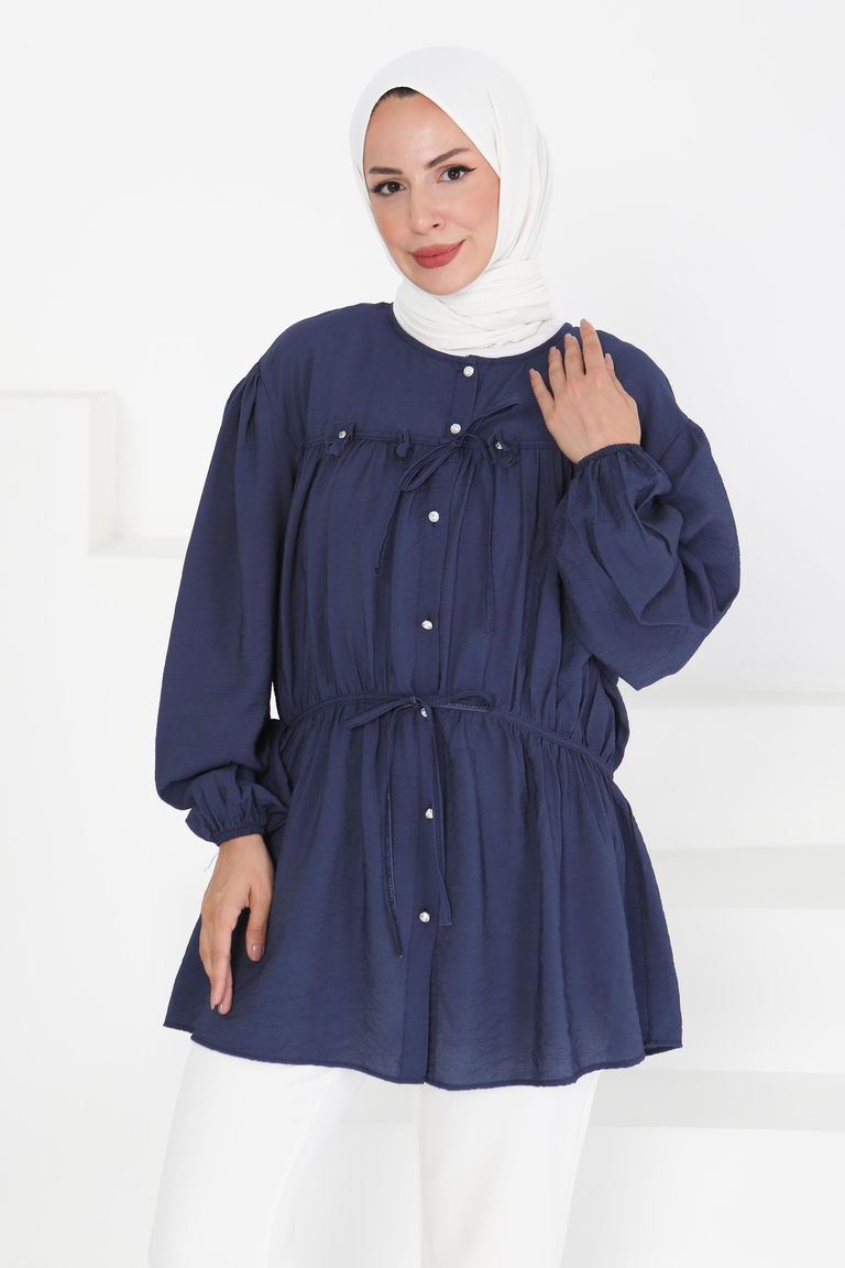 Çiçek İnci Detaylı Tunik - 27273 - TOFİSA