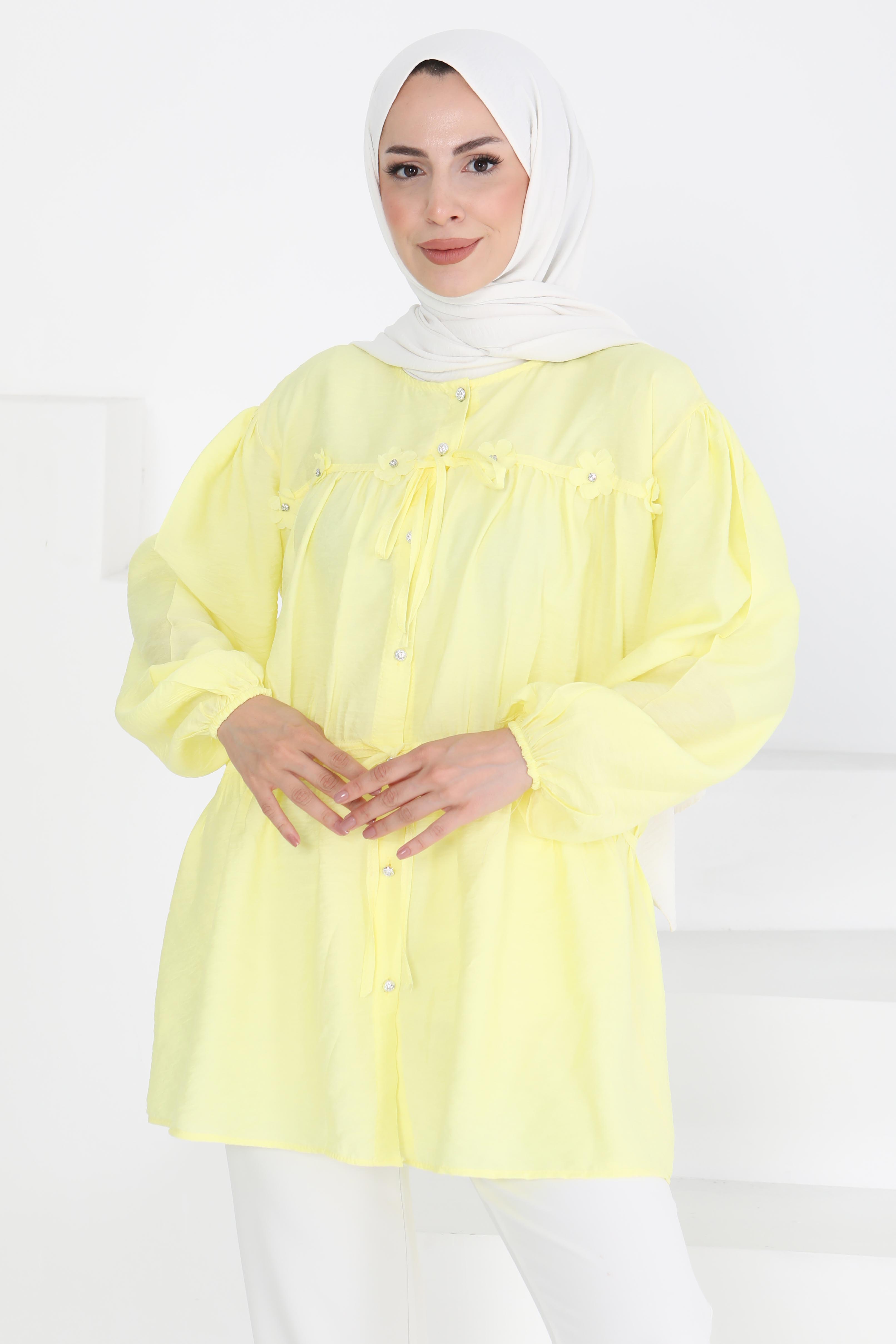 Çiçek İnci Detaylı Tunik Sari - 27273 - 1