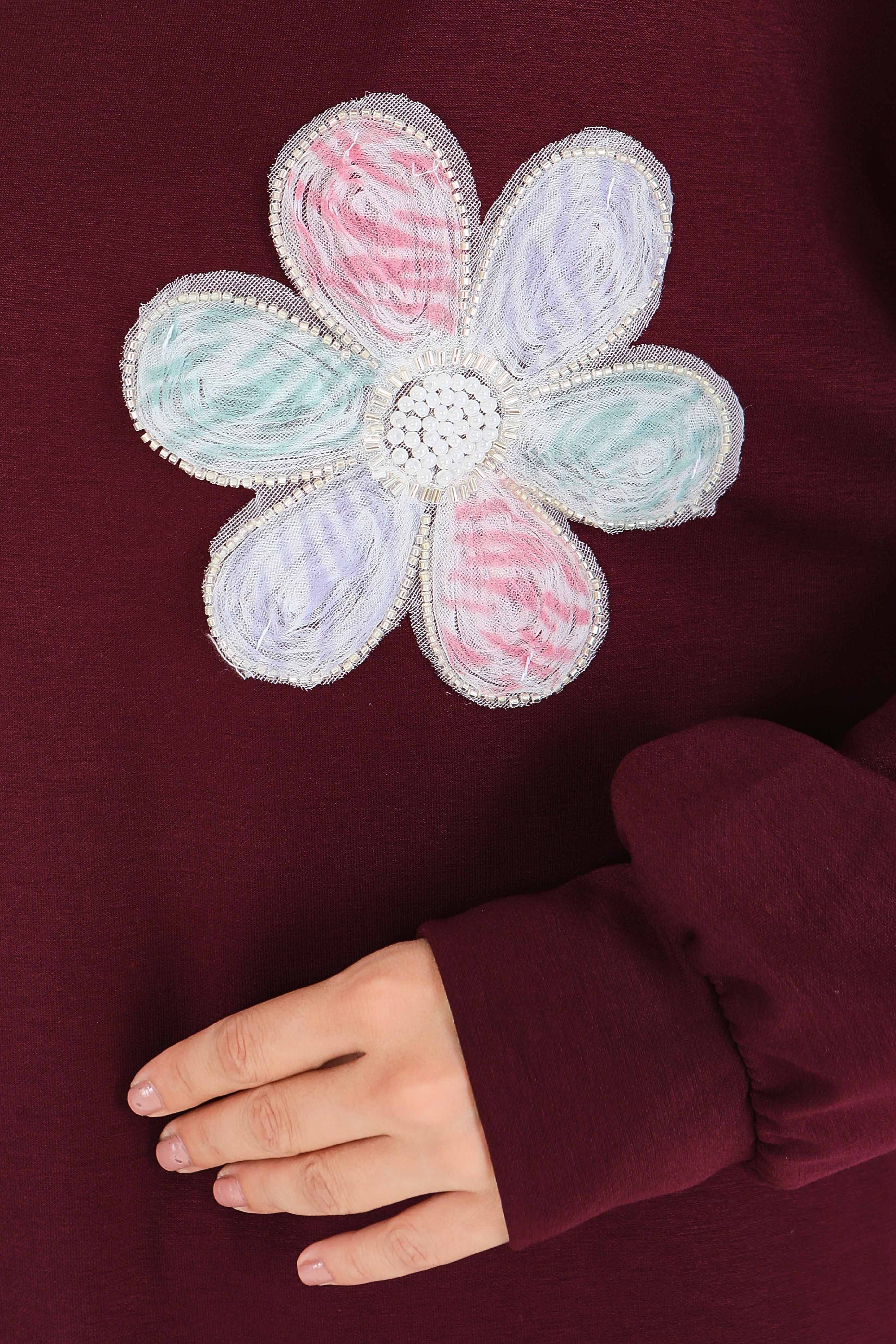 Çiçek İşlemeli Modal Tunik - 27672 - 4