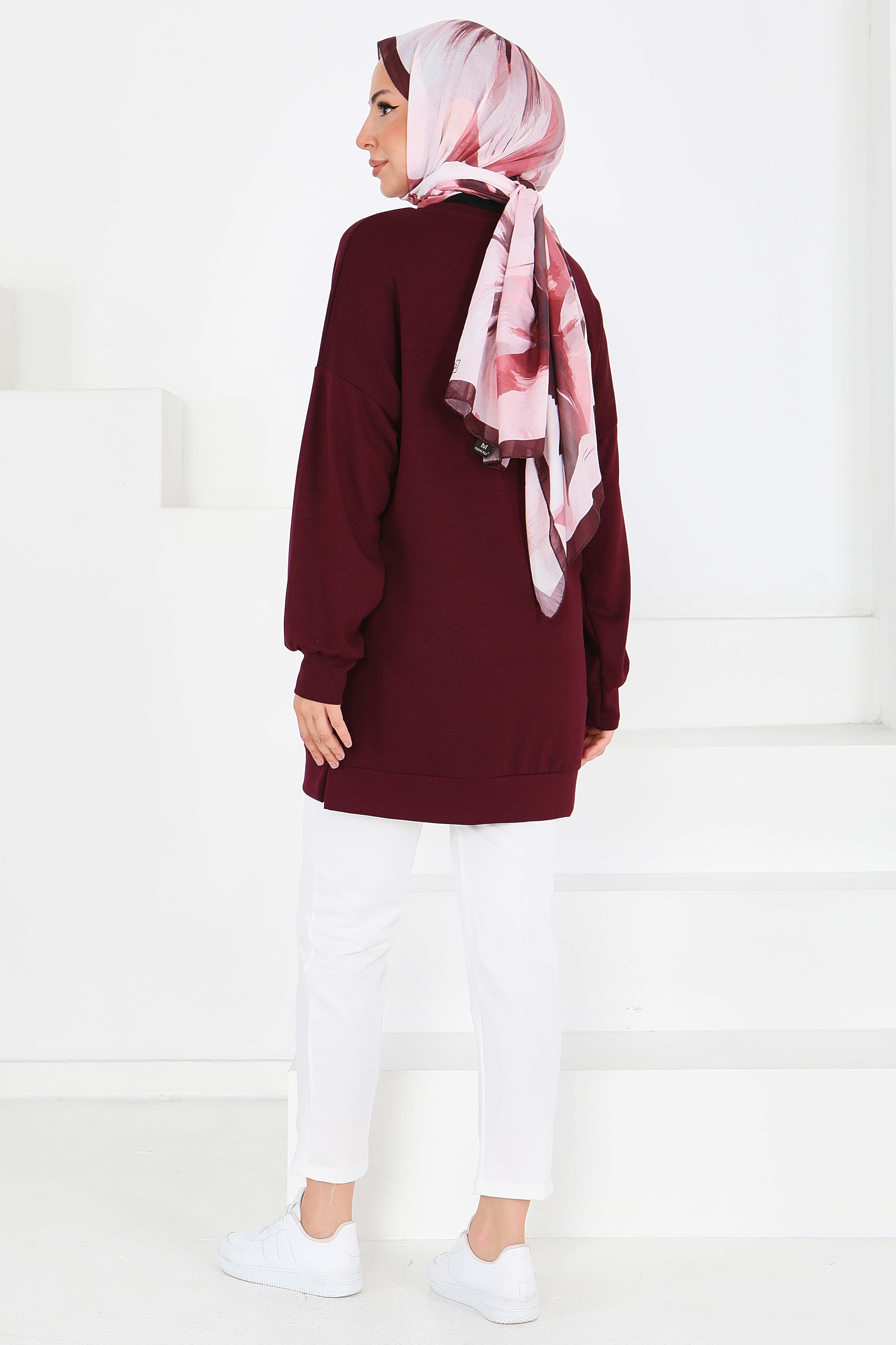 Çiçek İşlemeli Modal Tunik - 27672 - 5