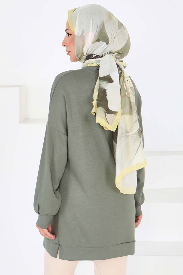 Çiçek İşlemeli Modal Tunik - 27672 - TOFİSA