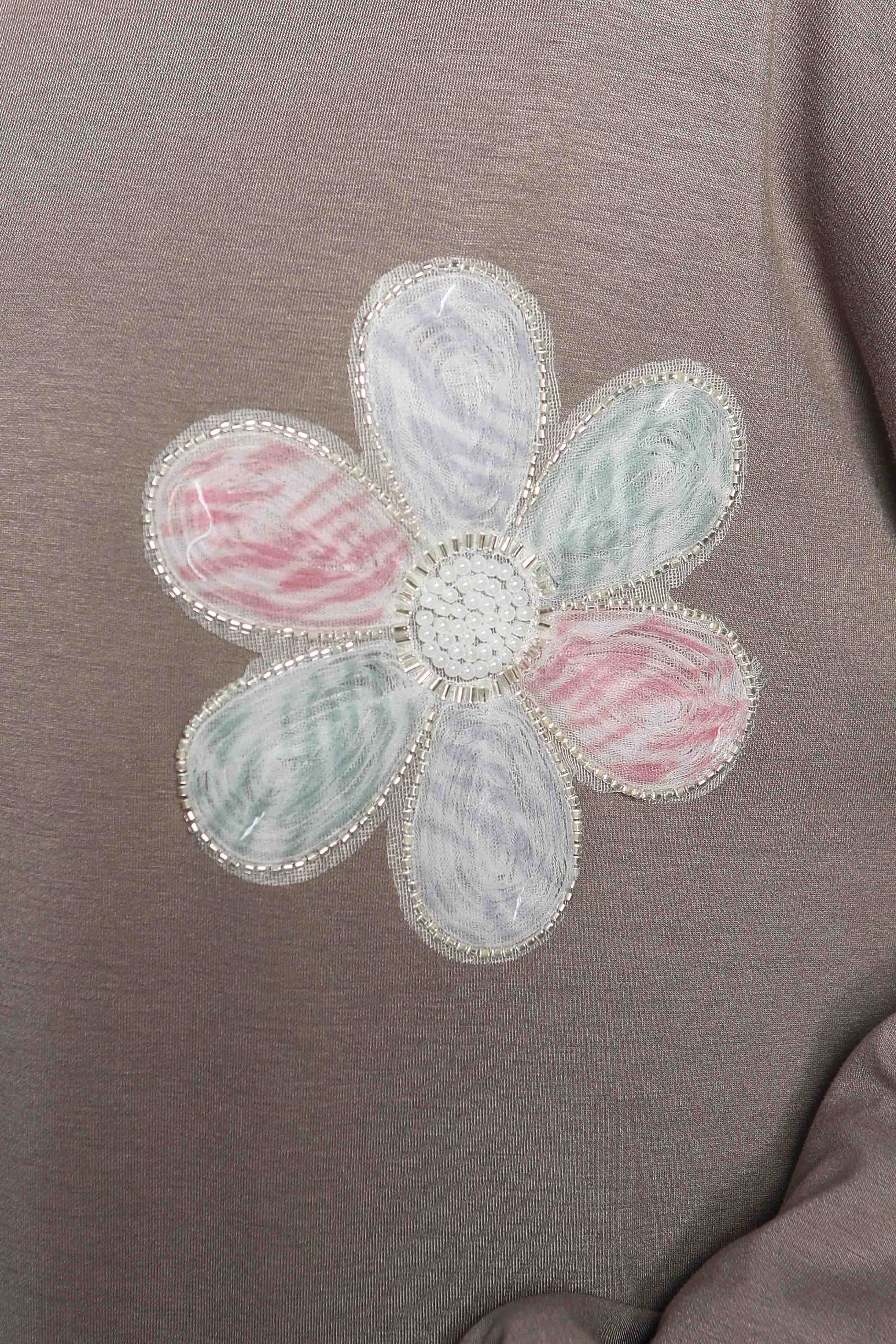 Çiçek İşlemeli Modal Tunik - 27672 - 4