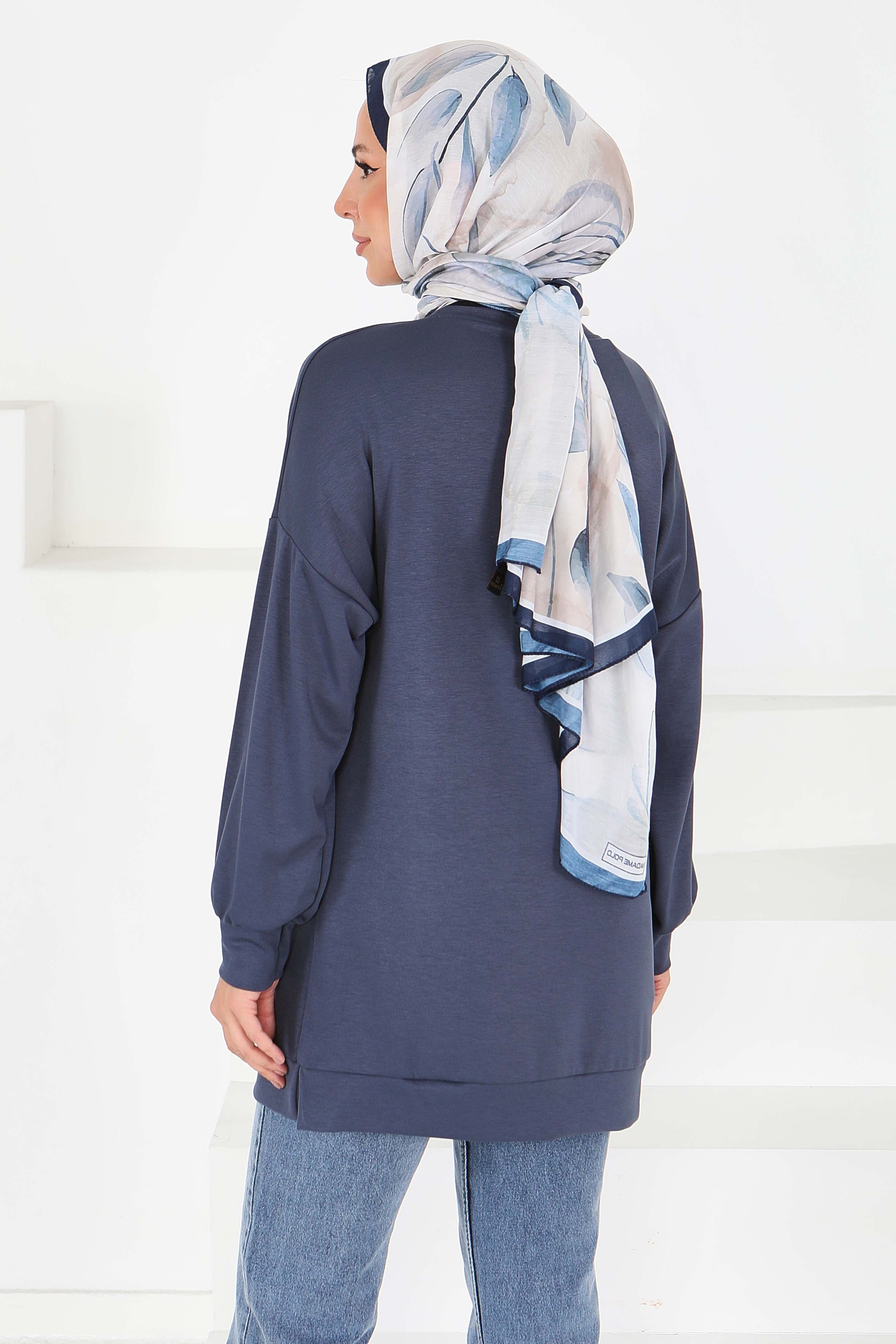 Çiçek İşlemeli Modal Tunik - 27672 - 4