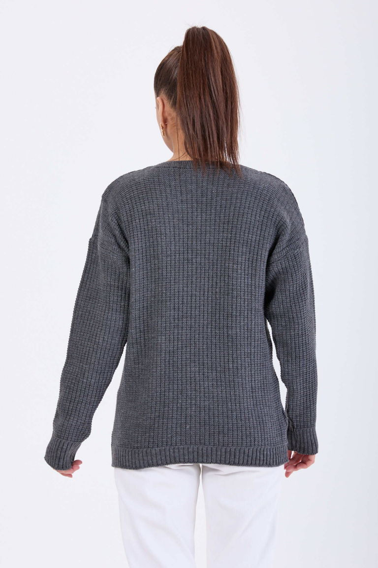 Çiçek Nakış Detaylı Triko Hırka - 27662 - TOFİSA