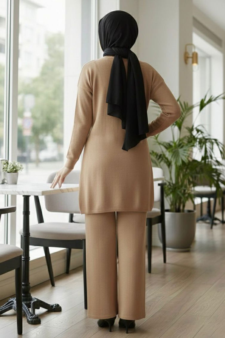 Çiçek Pul Detaylı Triko İkili Takım - 28126-VIZON - 3