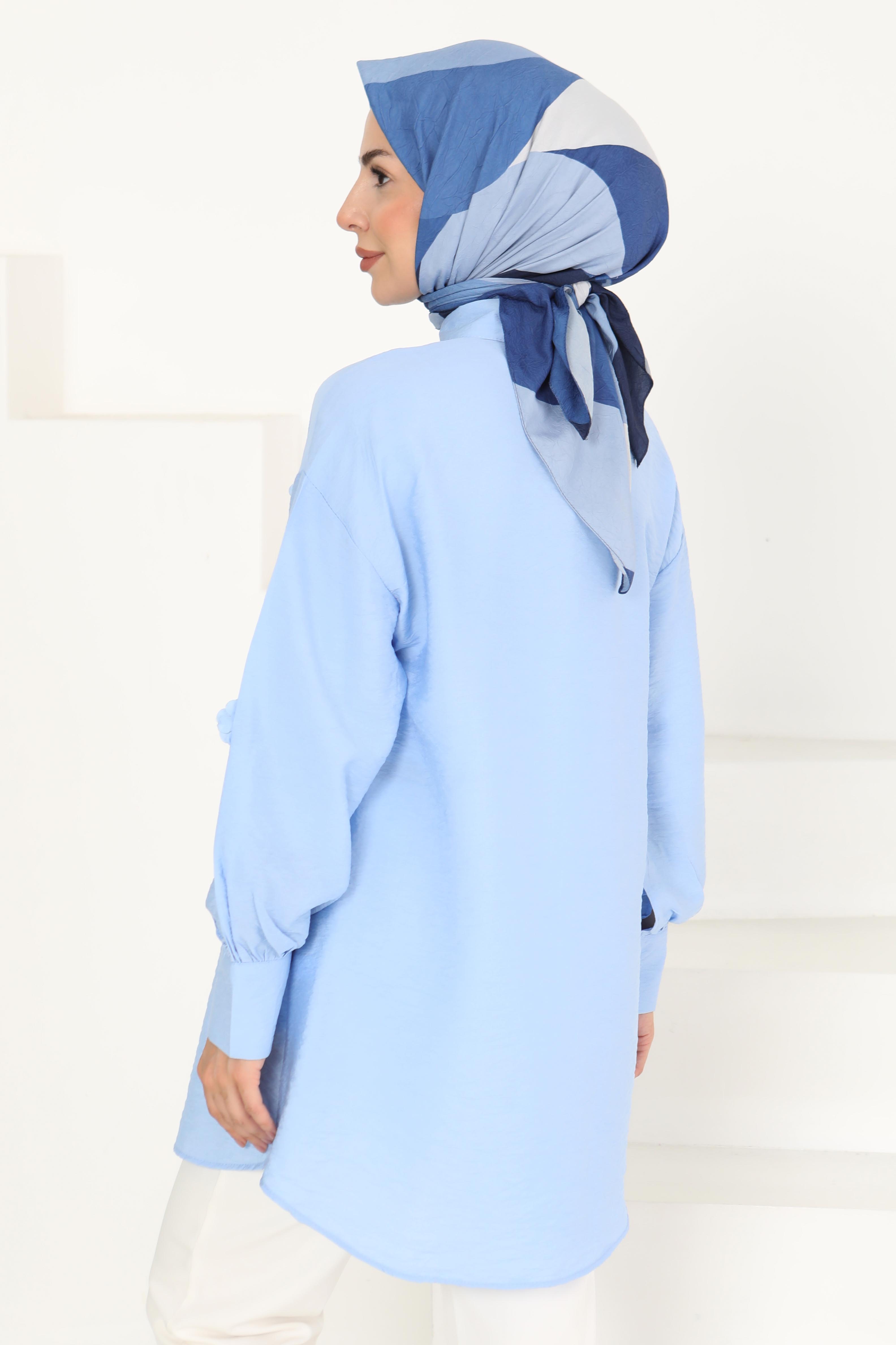 Çiçekli Tunik Bebe Mavi - 27272 - 5
